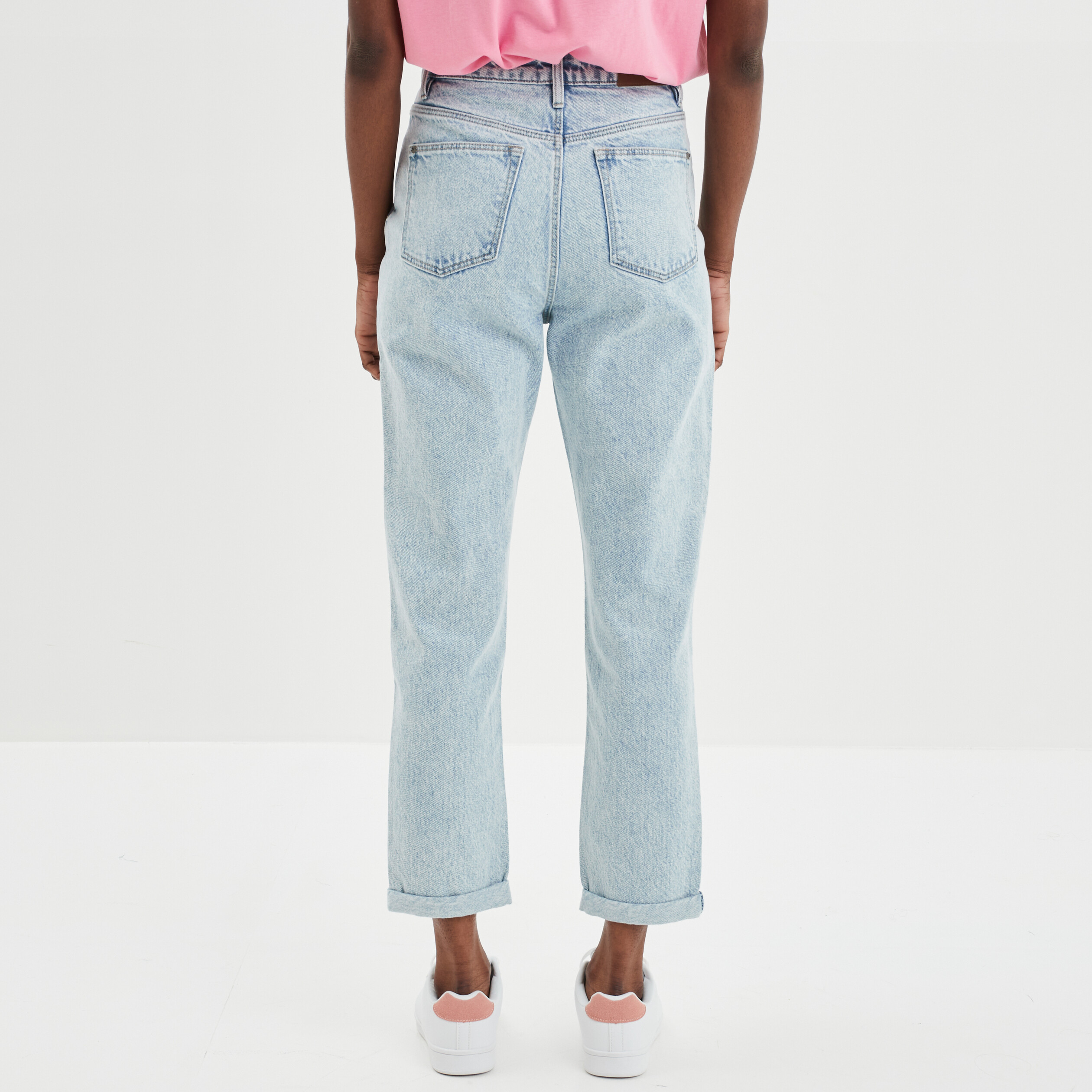 jeans mom taille haute 78eme coton denim double stone femme Jeans mom taille haute 7/8ème coton denim double stone femme