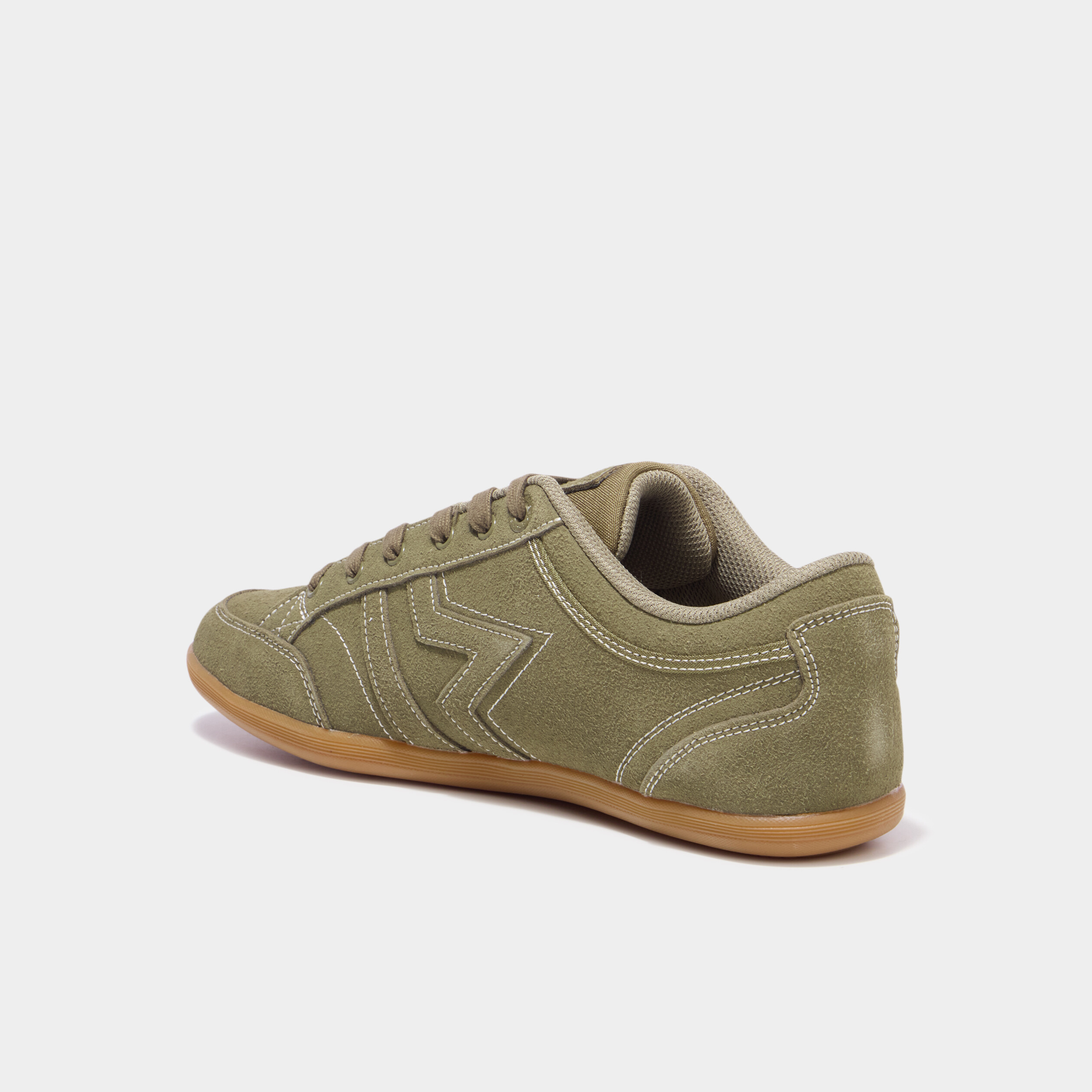 Tennis basses &agrave; lacets effet su&eacute;dine vert kaki homme