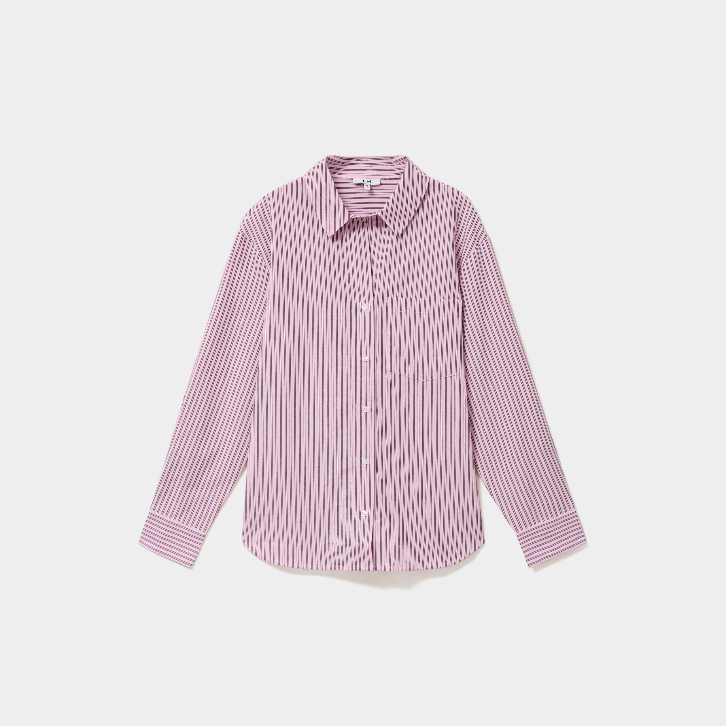Chemise oversize 1 poche coton rose femme