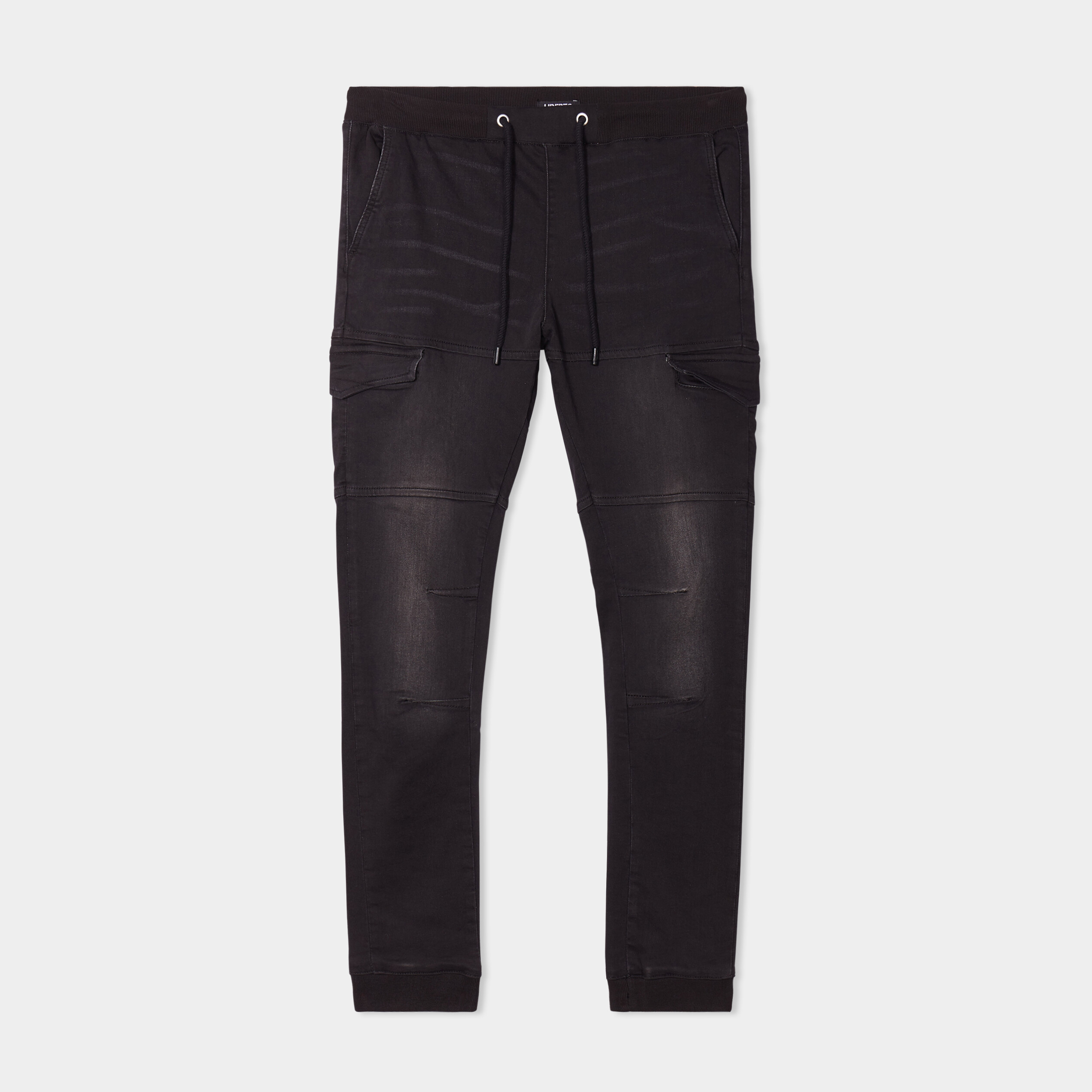 Pantalon skinny stretch 2 poches c&ocirc;t&eacute;s noir homme
