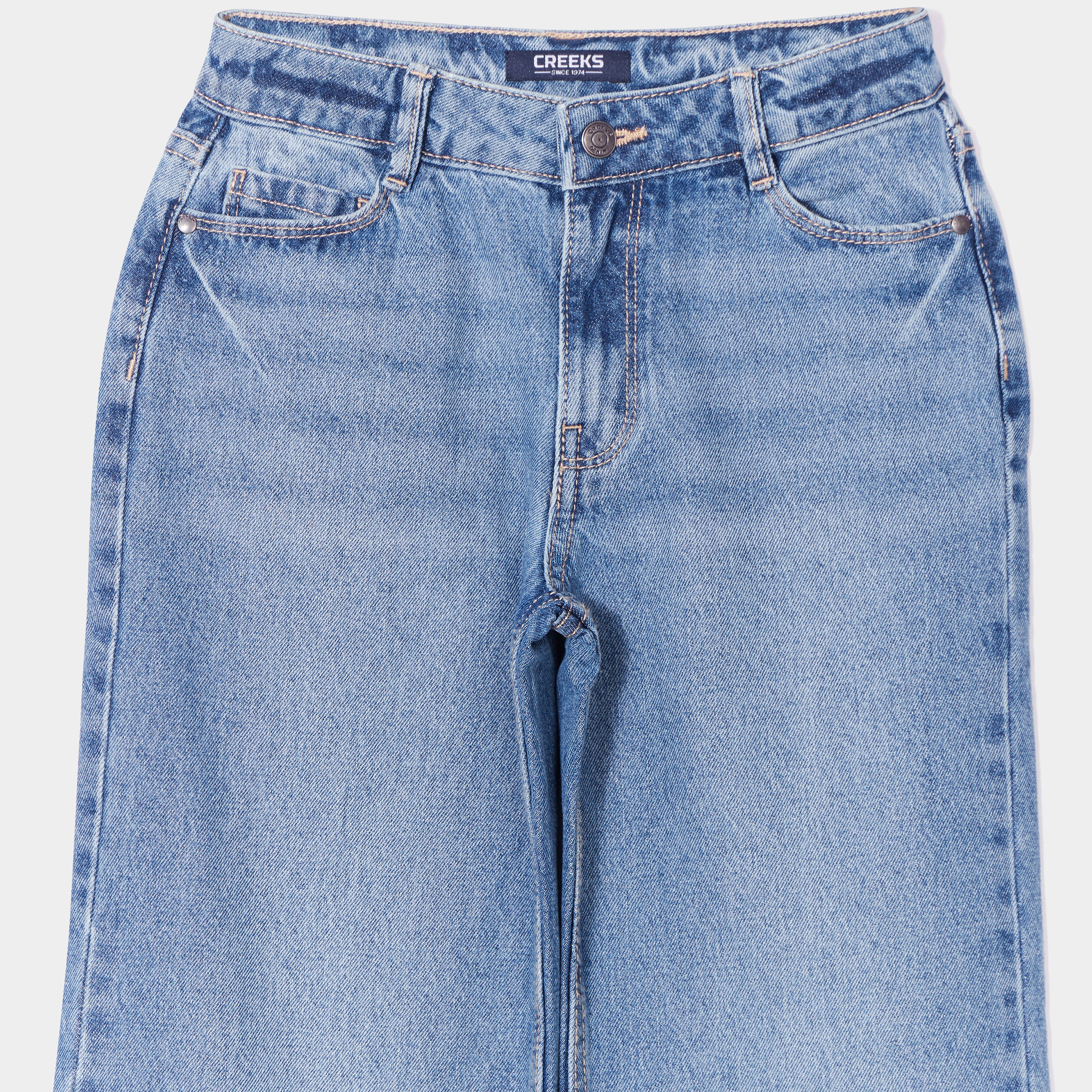 Jeans large taille ajustable Creeks denim double stone fille
