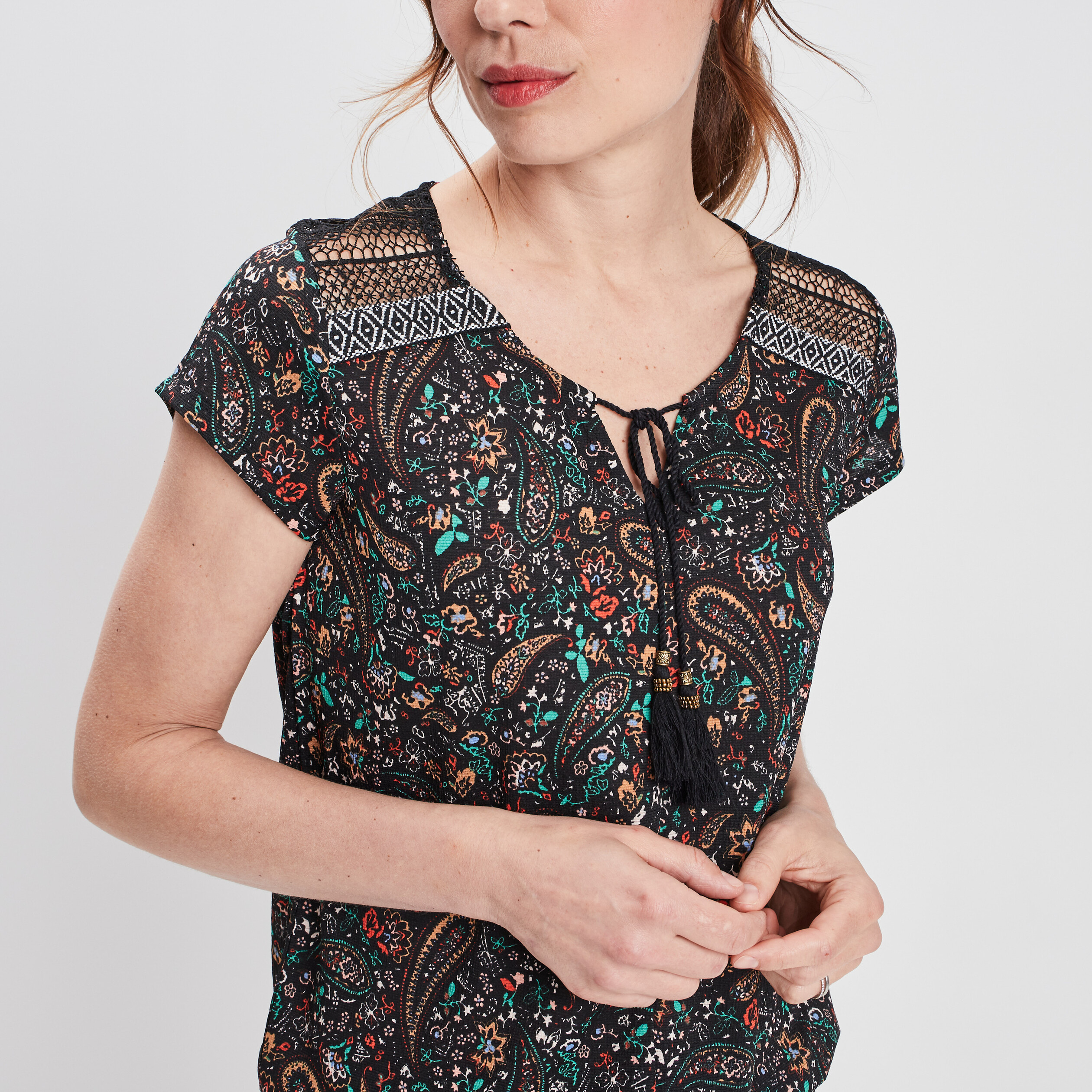 t shirt manches courtes noir femme T-shirt manches courtes noir femme