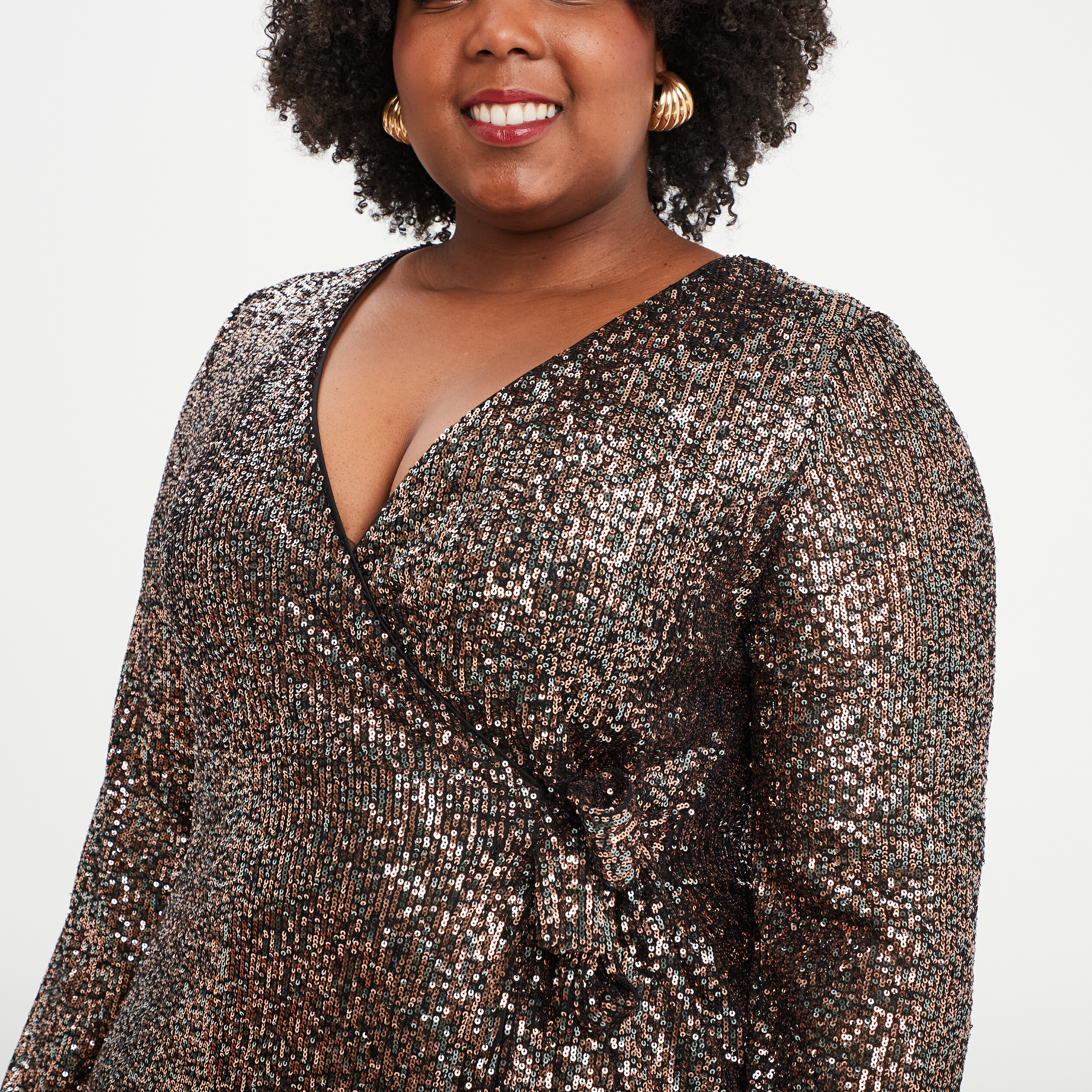 robe a sequins portefeuille terracotta femmegt Robe à sequins portefeuille terracotta femme grande taille