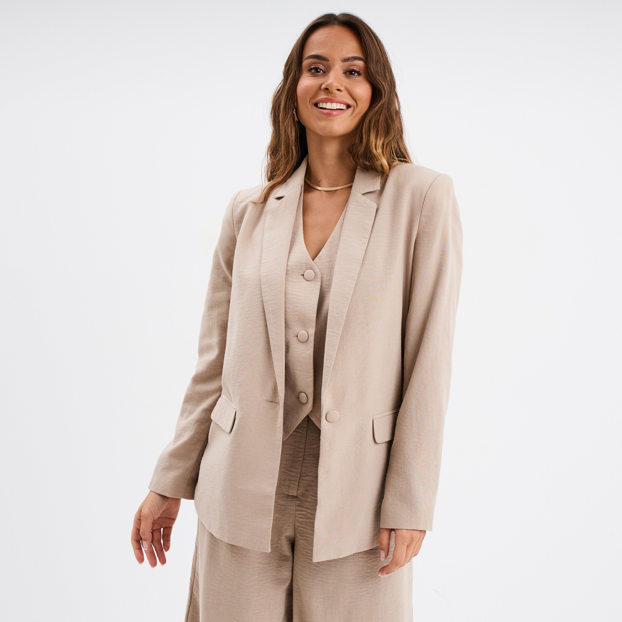 veste blazer droite beige femme Veste blazer droite beige femme
