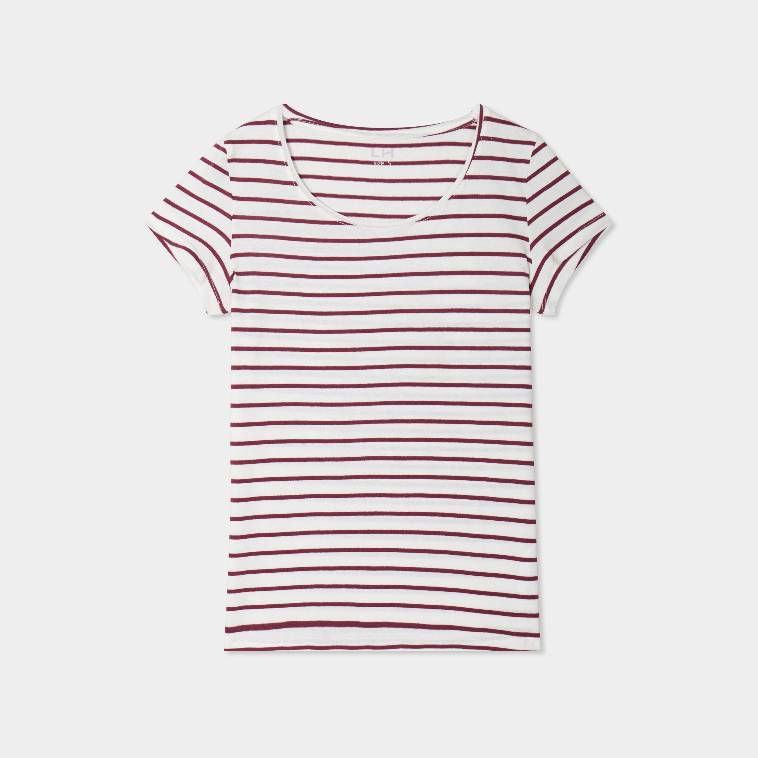 t shirt raye manches courtes ecru femme T-shirt rayé manches courtes ecru femme