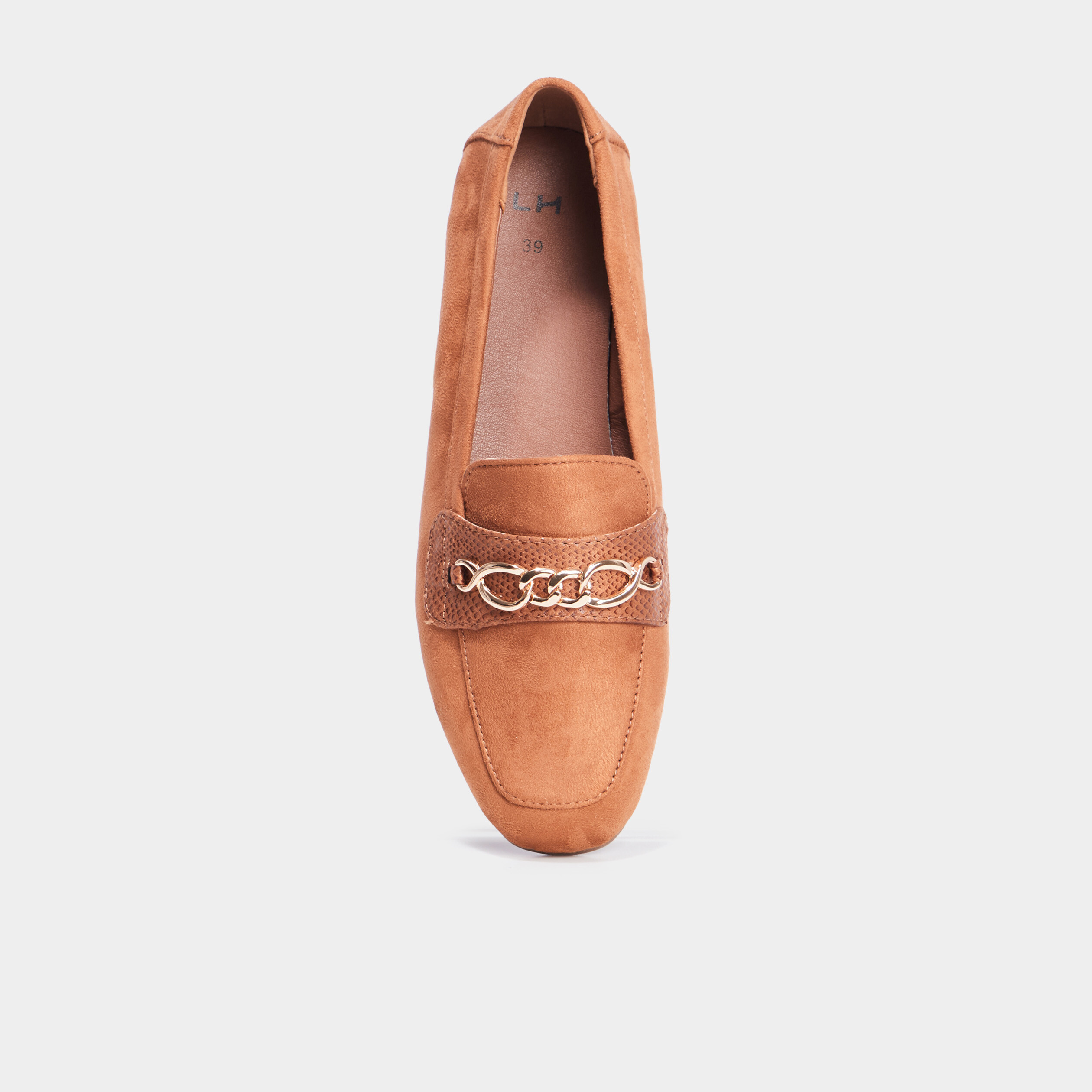 Mocassins plats su&egrave;de marron femme