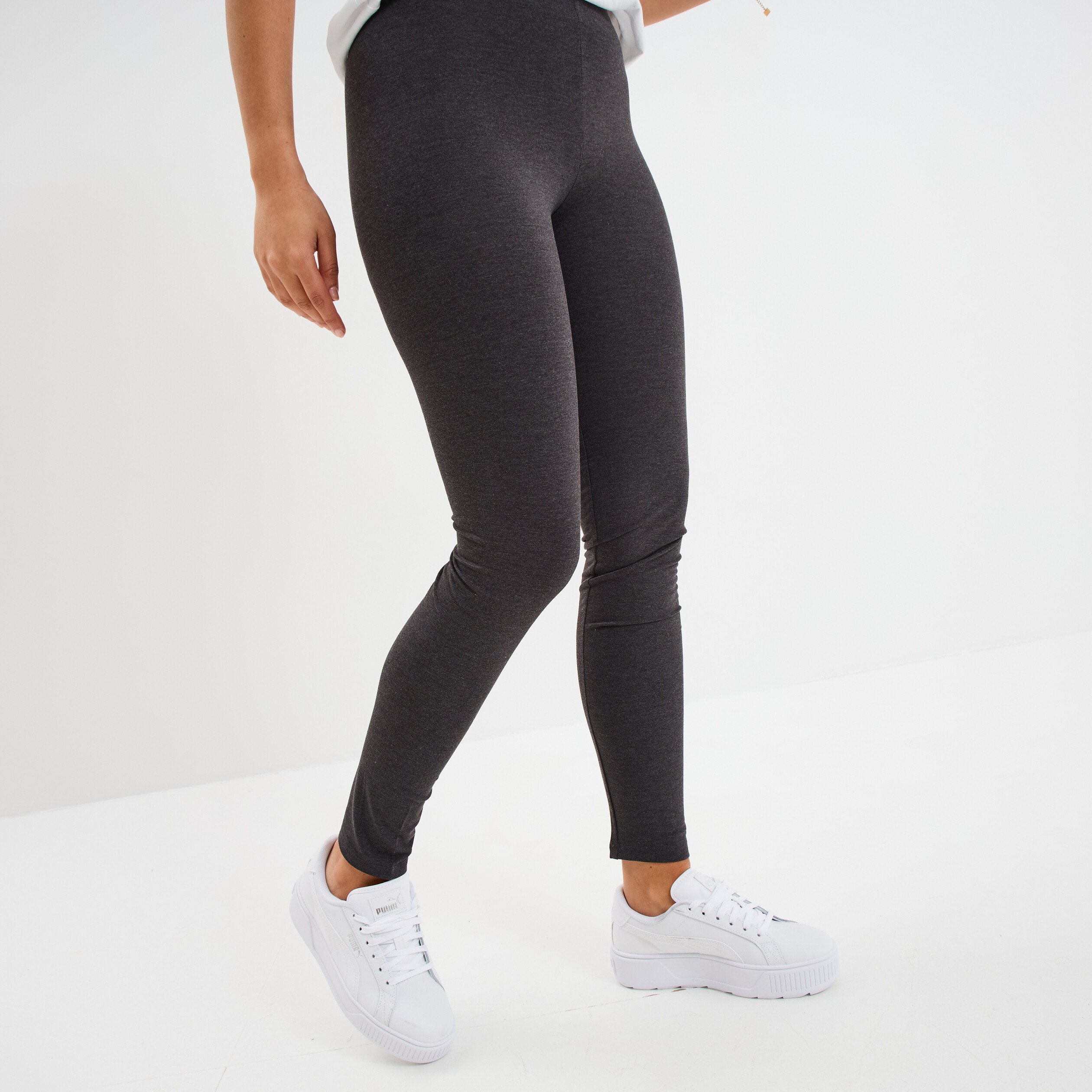 legging taille elastiquee gris fonce femme Legging taille élastiquée gris foncé femme