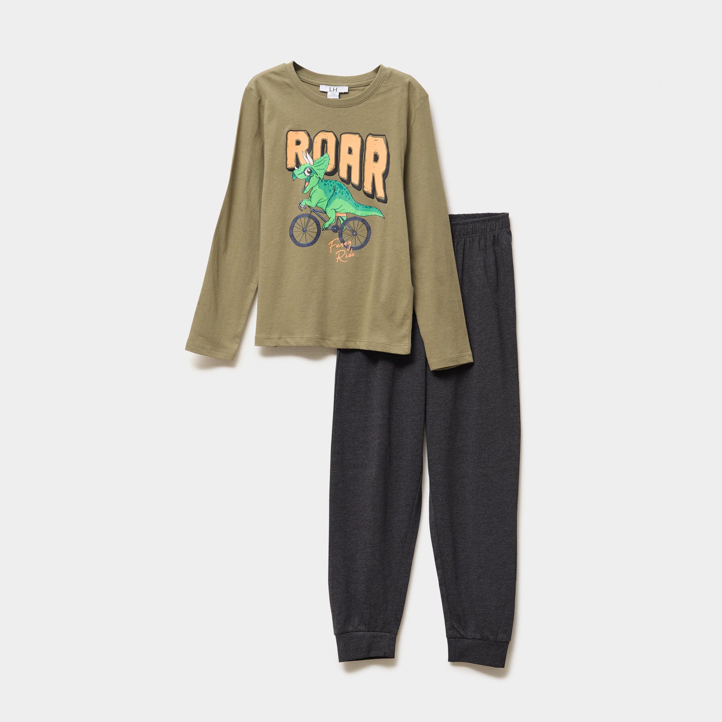 Ensemble pyjama 2 pièces vert kaki garçon