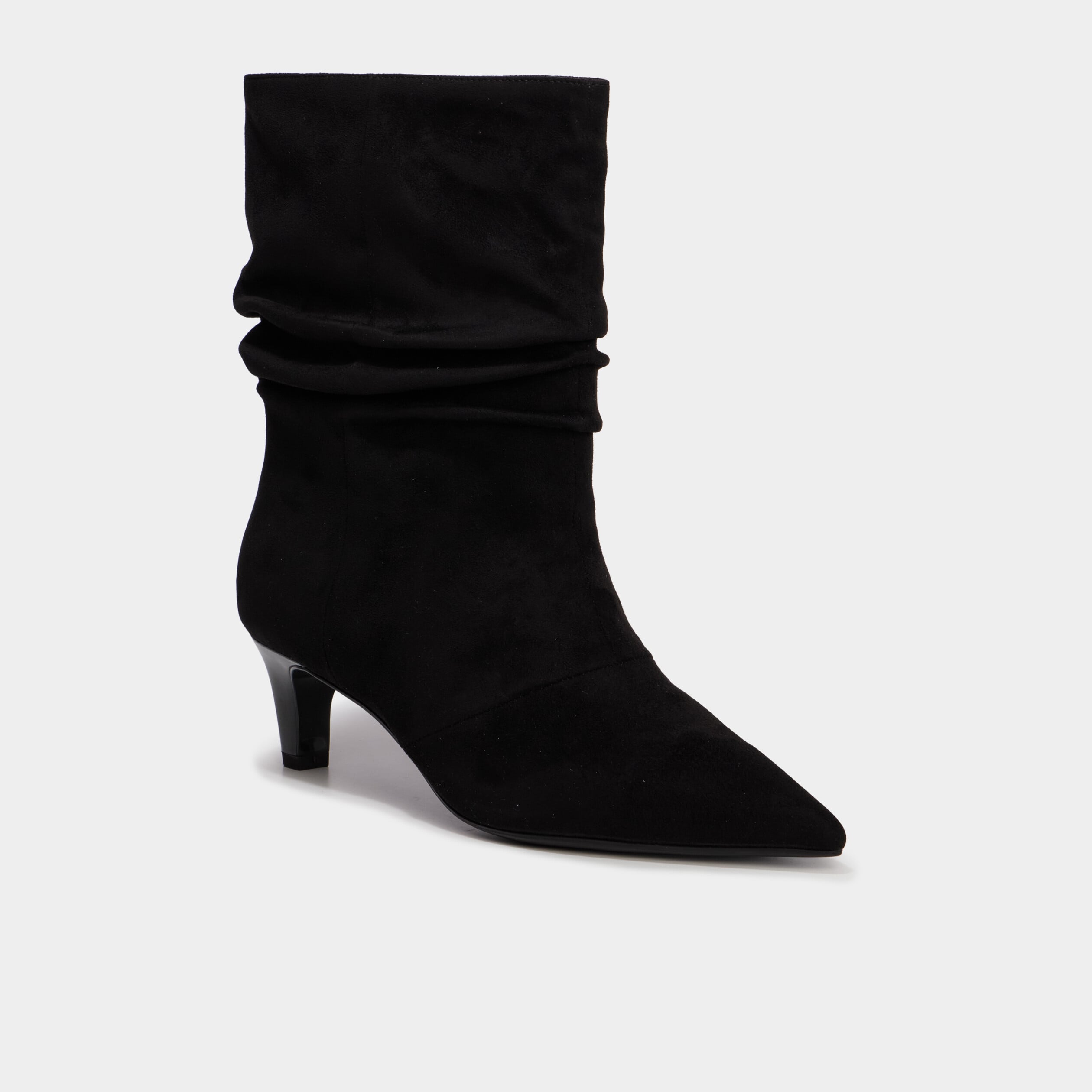 Bottines pliss&eacute;es talon kitten heel noir femme