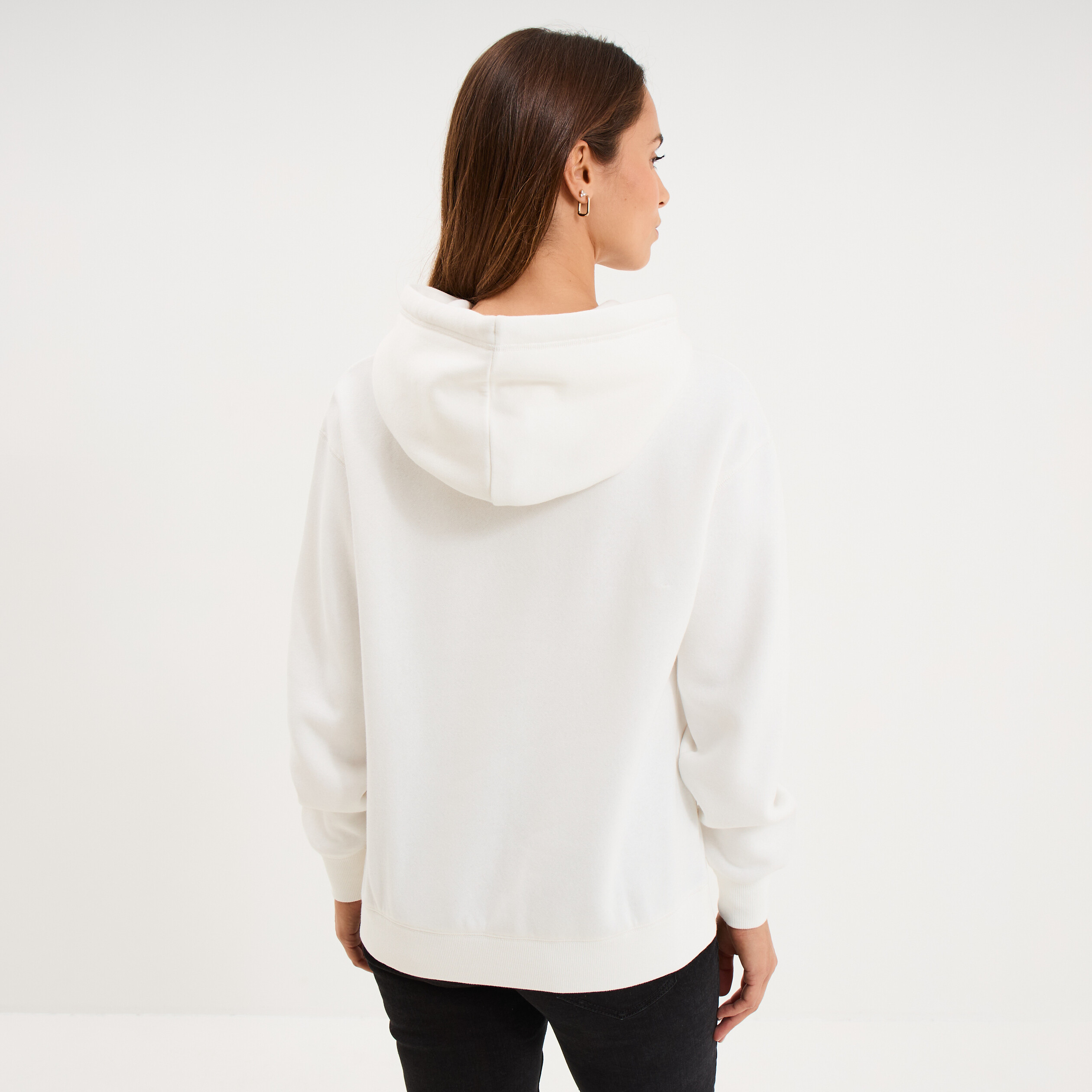 Sweat &agrave; capuche hoodie blanc femme