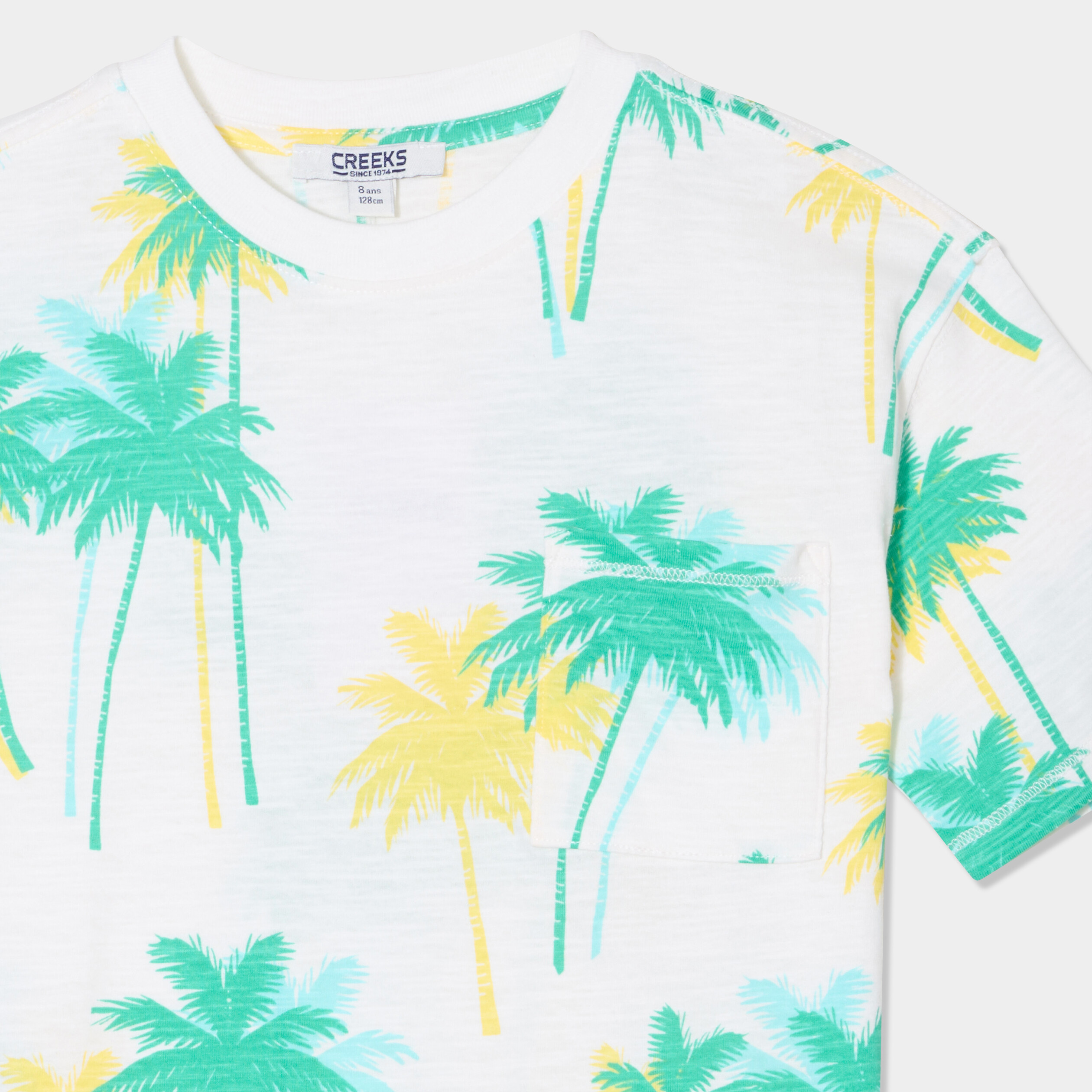 t shirt manches courtes 1 poche coton blanc garcon T-shirt manches courtes 1 poche coton blanc garçon
