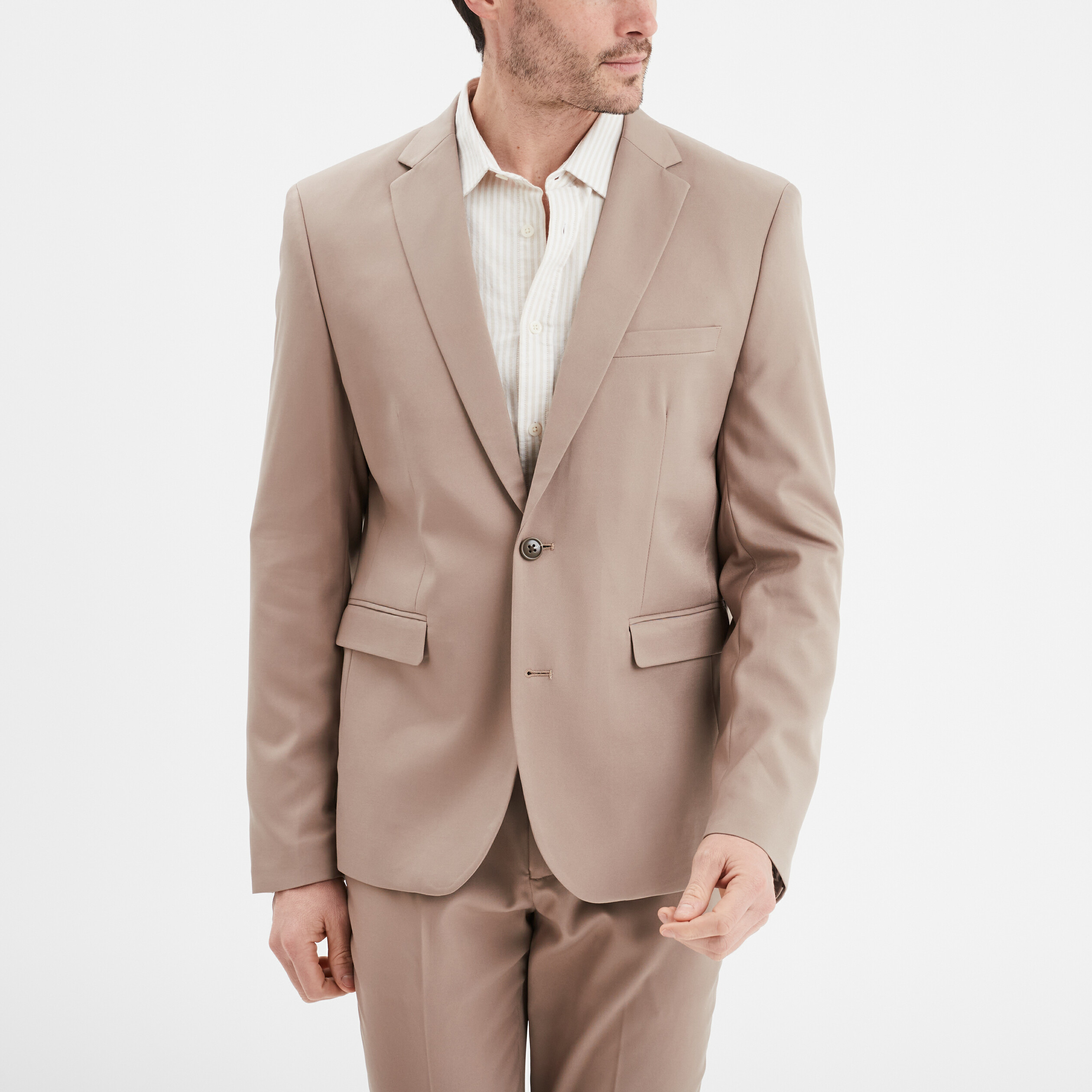 Veste de costume droite ajust&eacute;e taupe homme