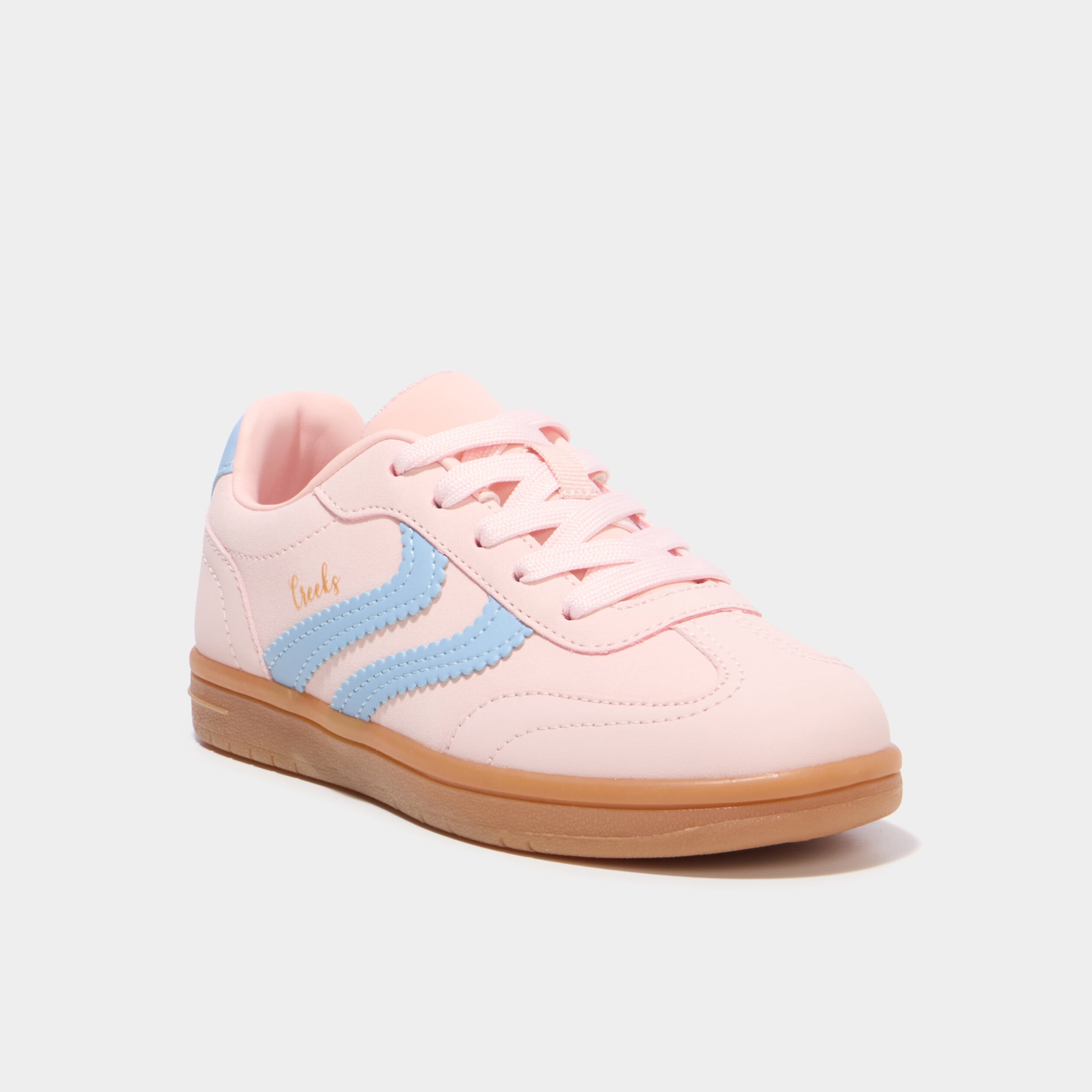 Baskets basses &agrave; lacets rose fille