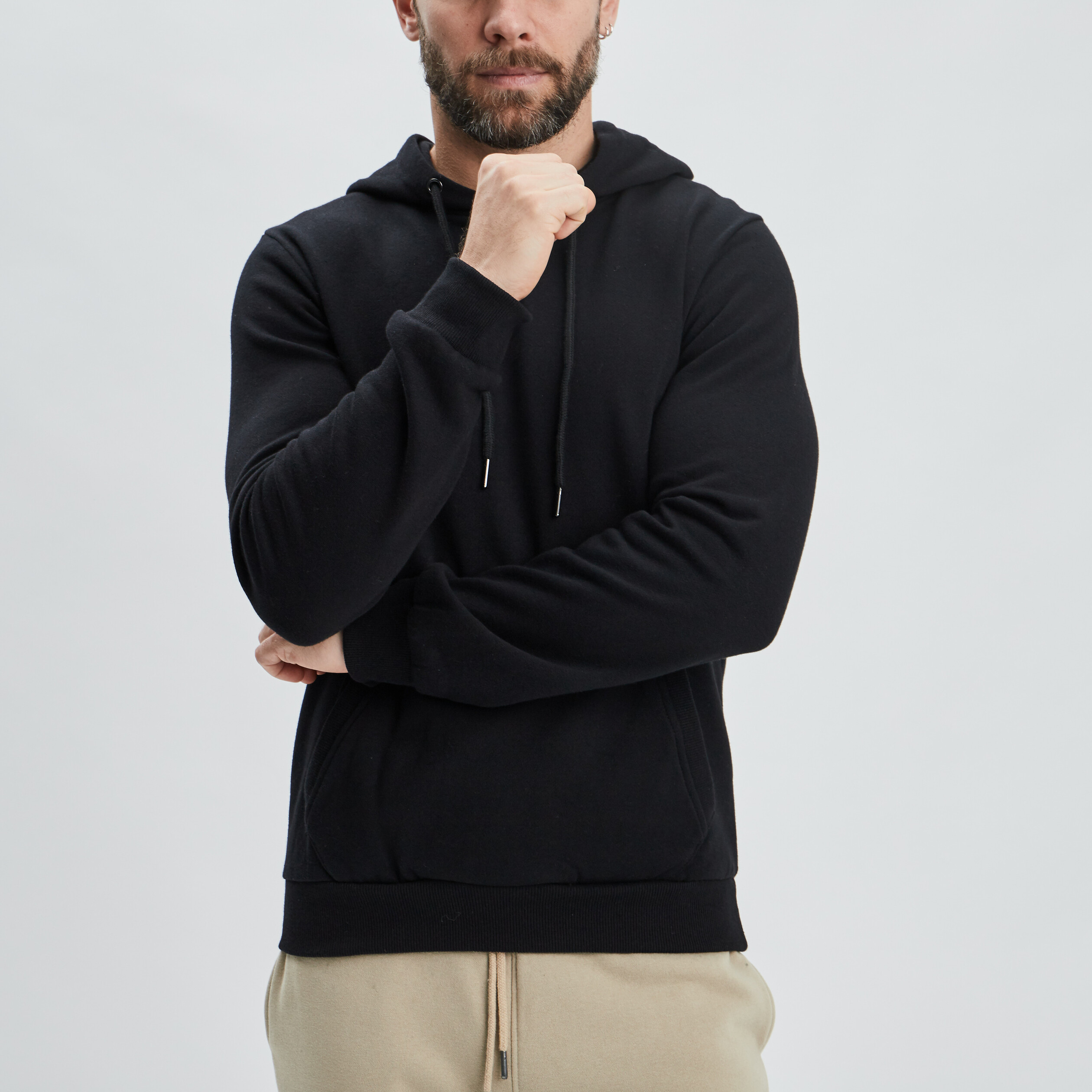 Sweat molleton à capuche hoodie noir homme