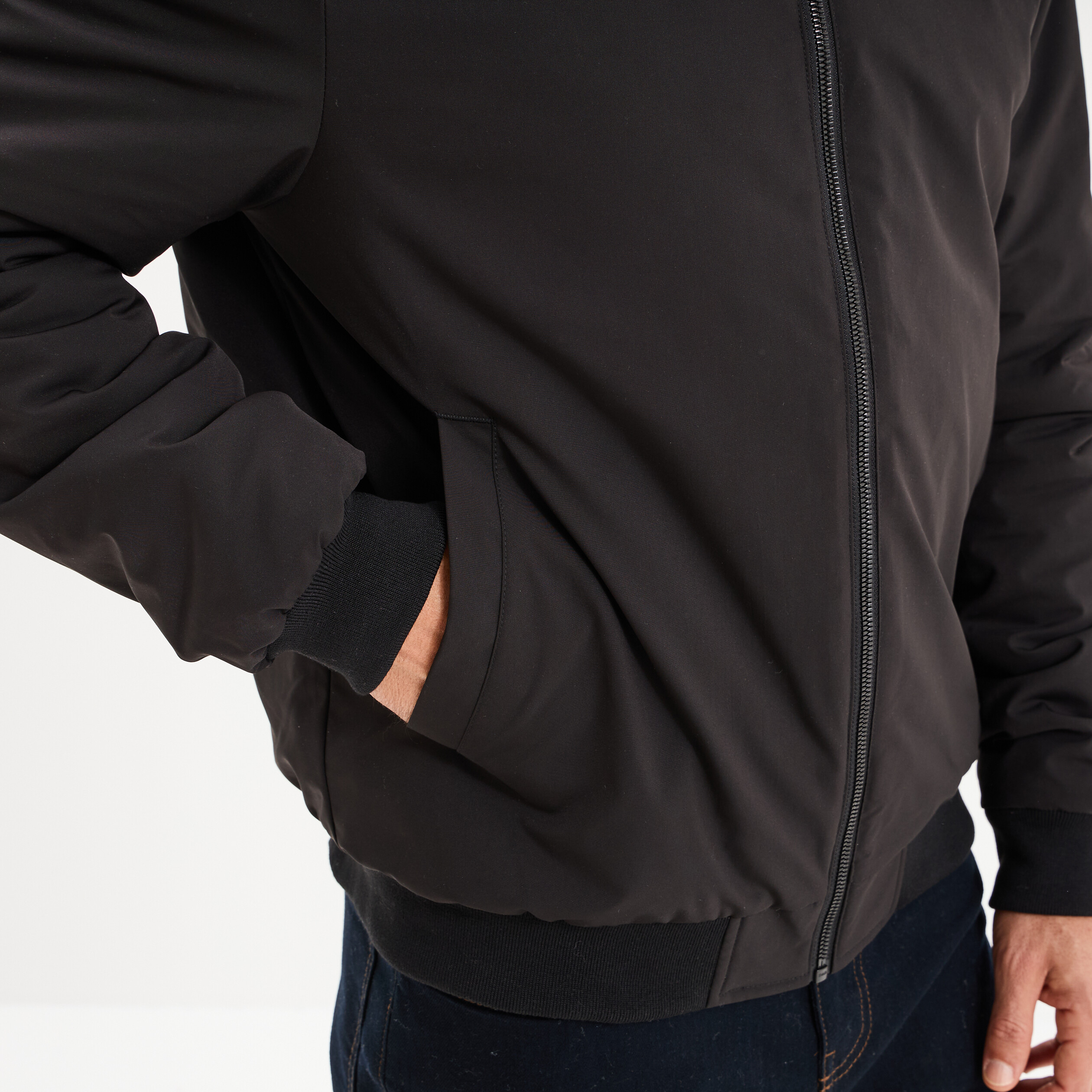 Blouson d&eacute;perlant col montant noir homme