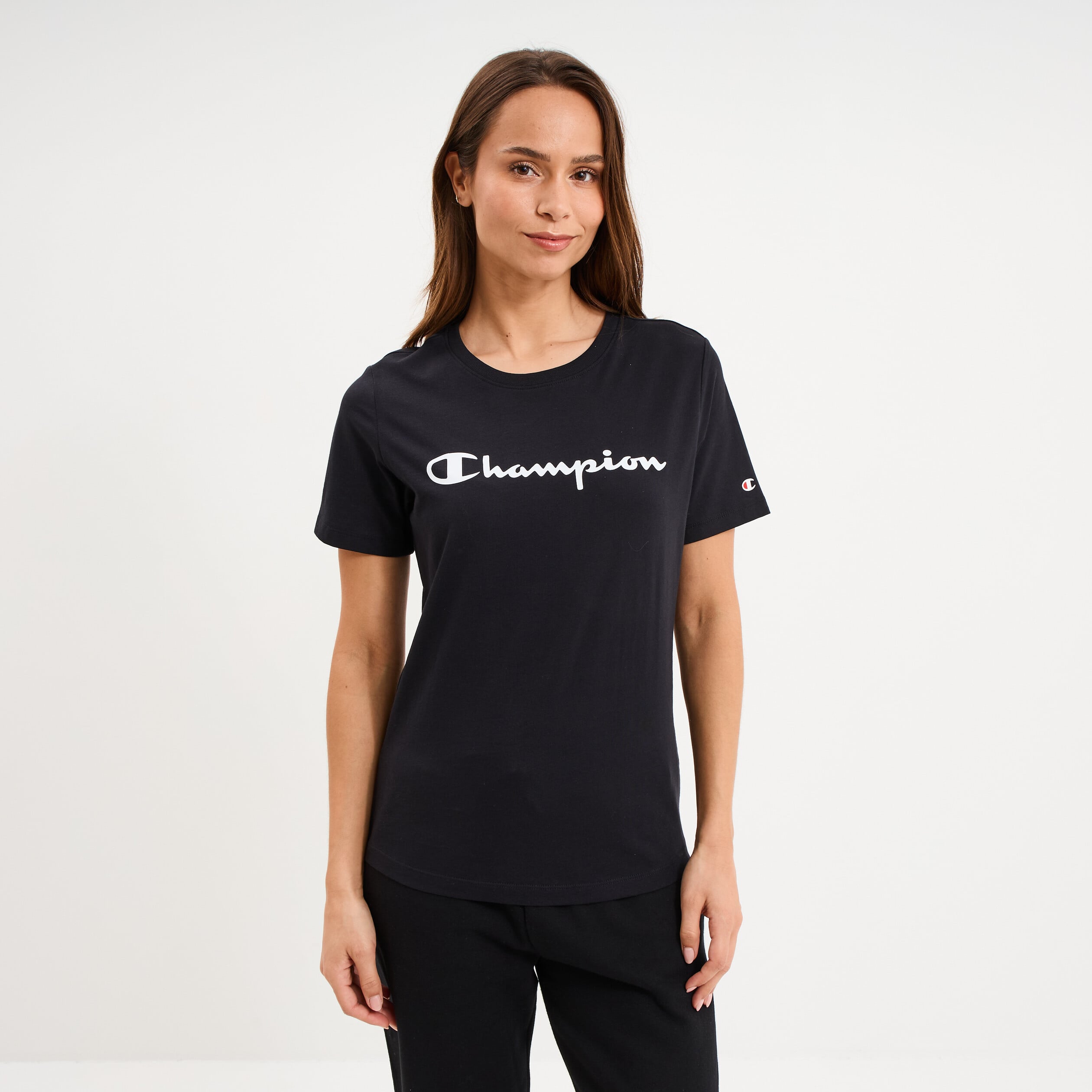 T-shirt manches courtes coton Champion noir femme
