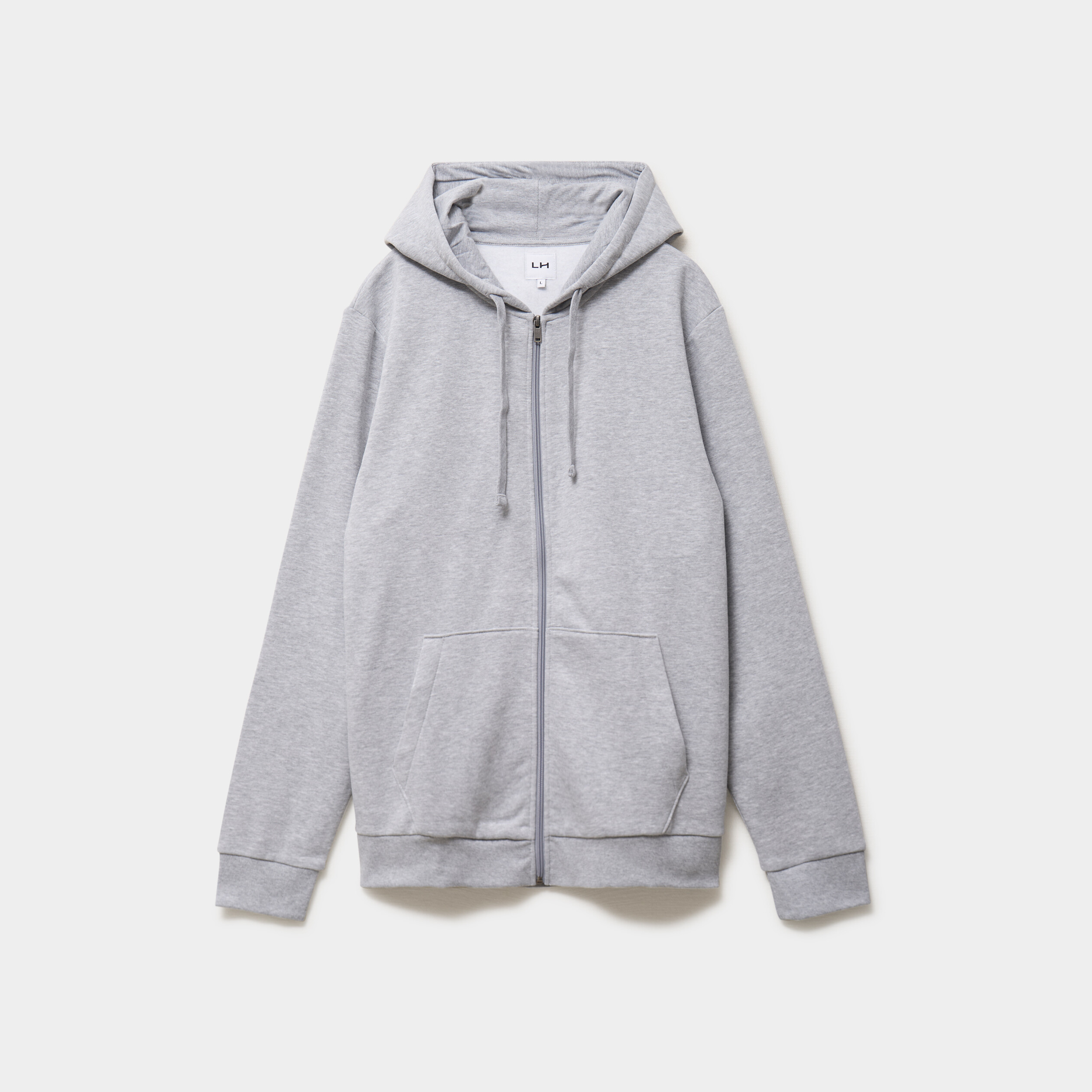 Sweat zipp&eacute; molleton &agrave; capuche gris homme