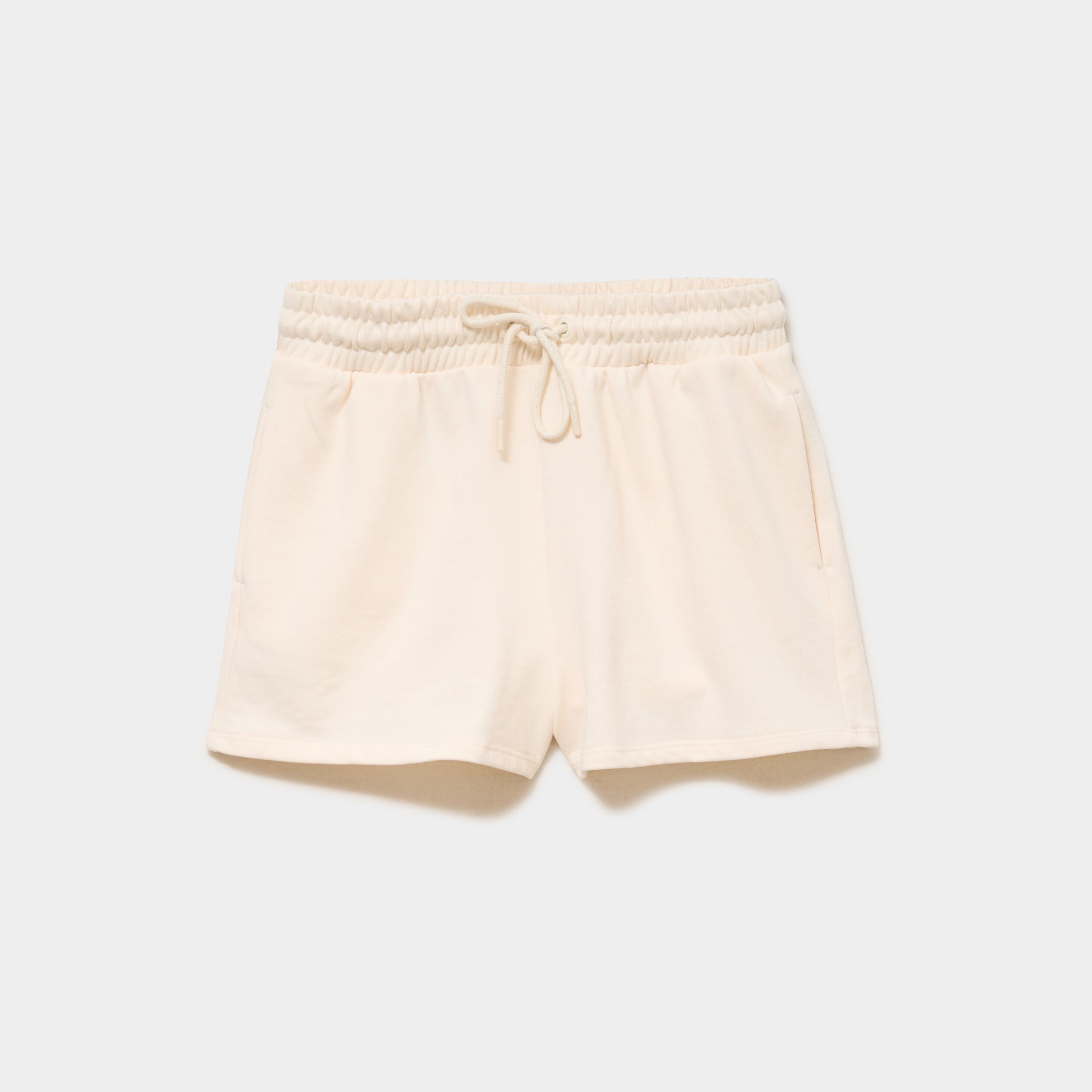 Short de jogging molletonn&eacute; ajust&eacute; beige femme