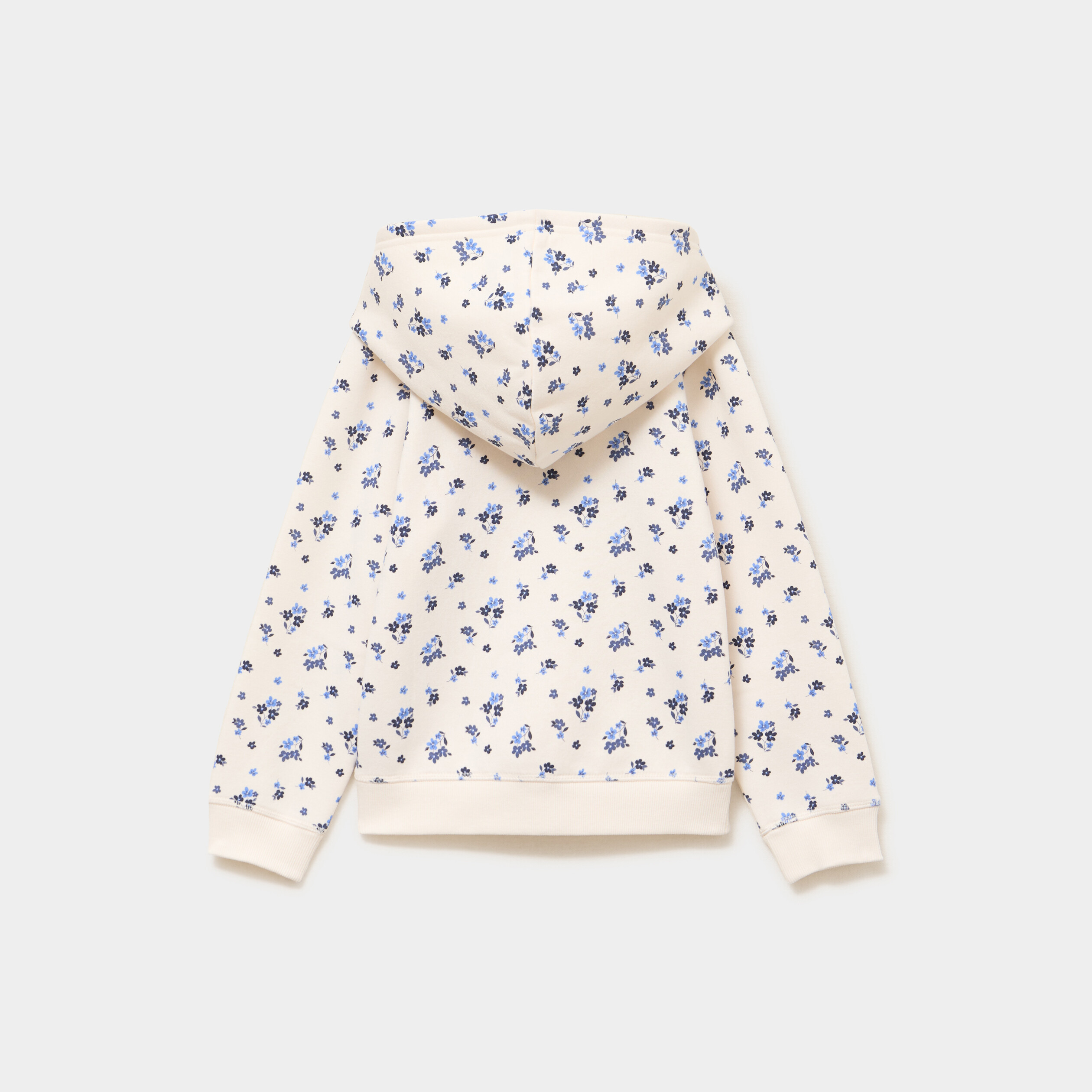 Sweat zipp&eacute; &agrave; capuche ecru fille