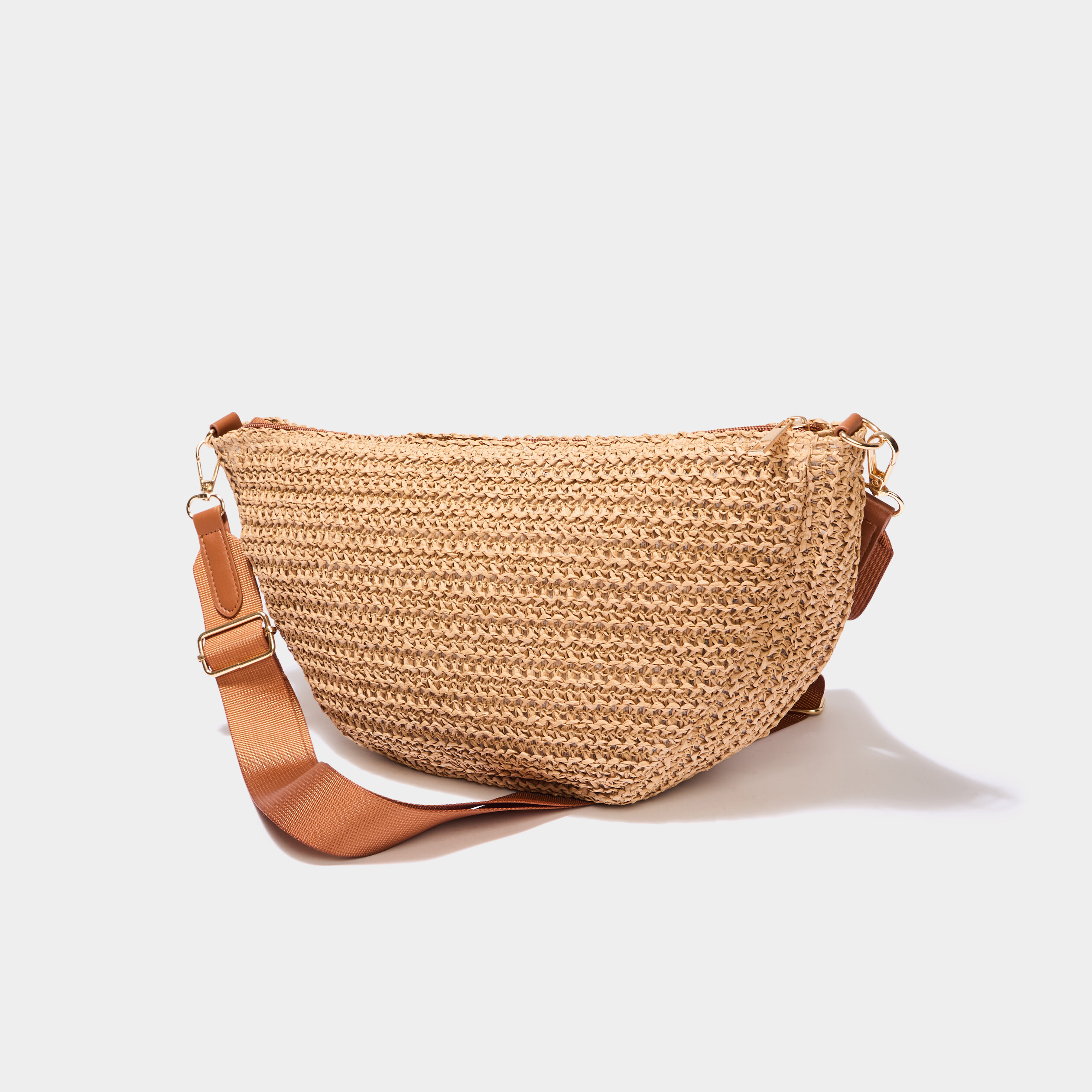 sac banane xl effet tresse sable femme Sac banane XL effet tressé sable femme