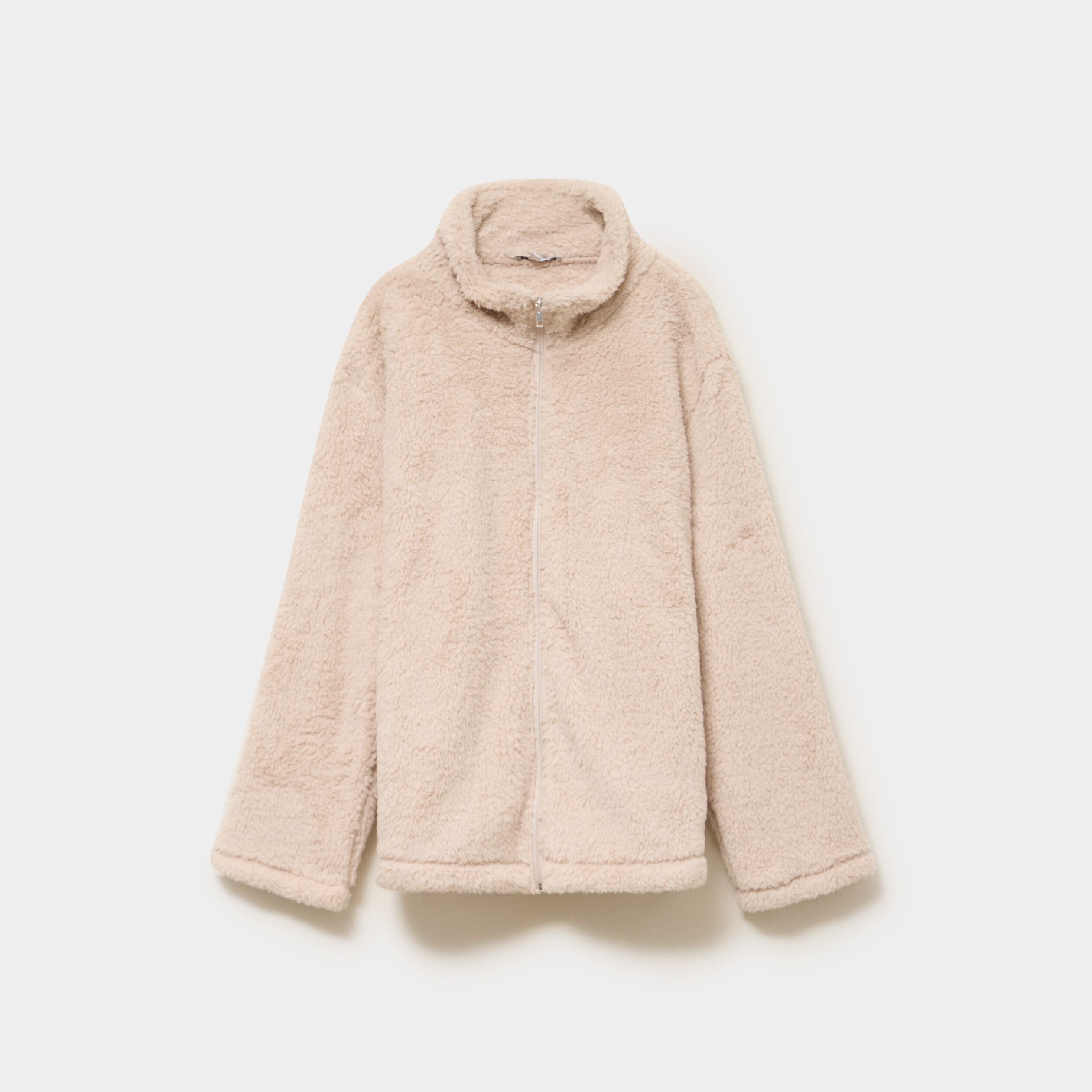 Veste de pyjama effet polaire zipp&eacute;e gris clair femme grande taille
