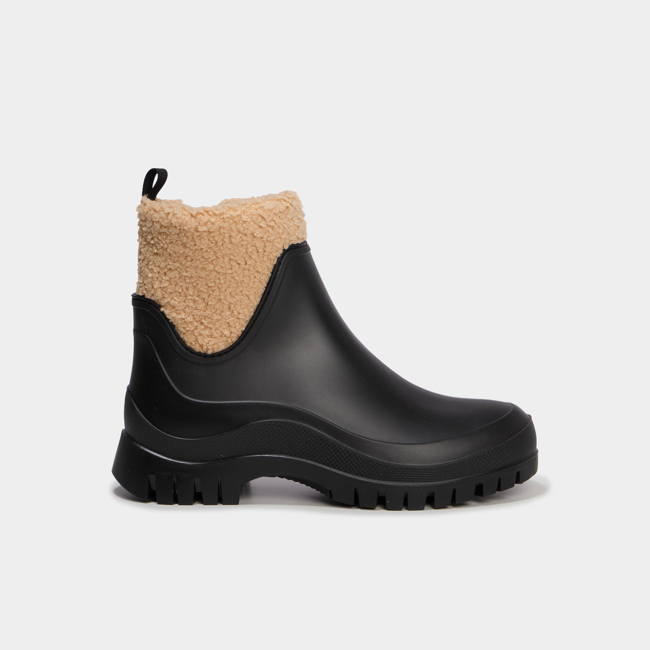 Bootes de pluie avec d&eacute;tails polaire noir femme