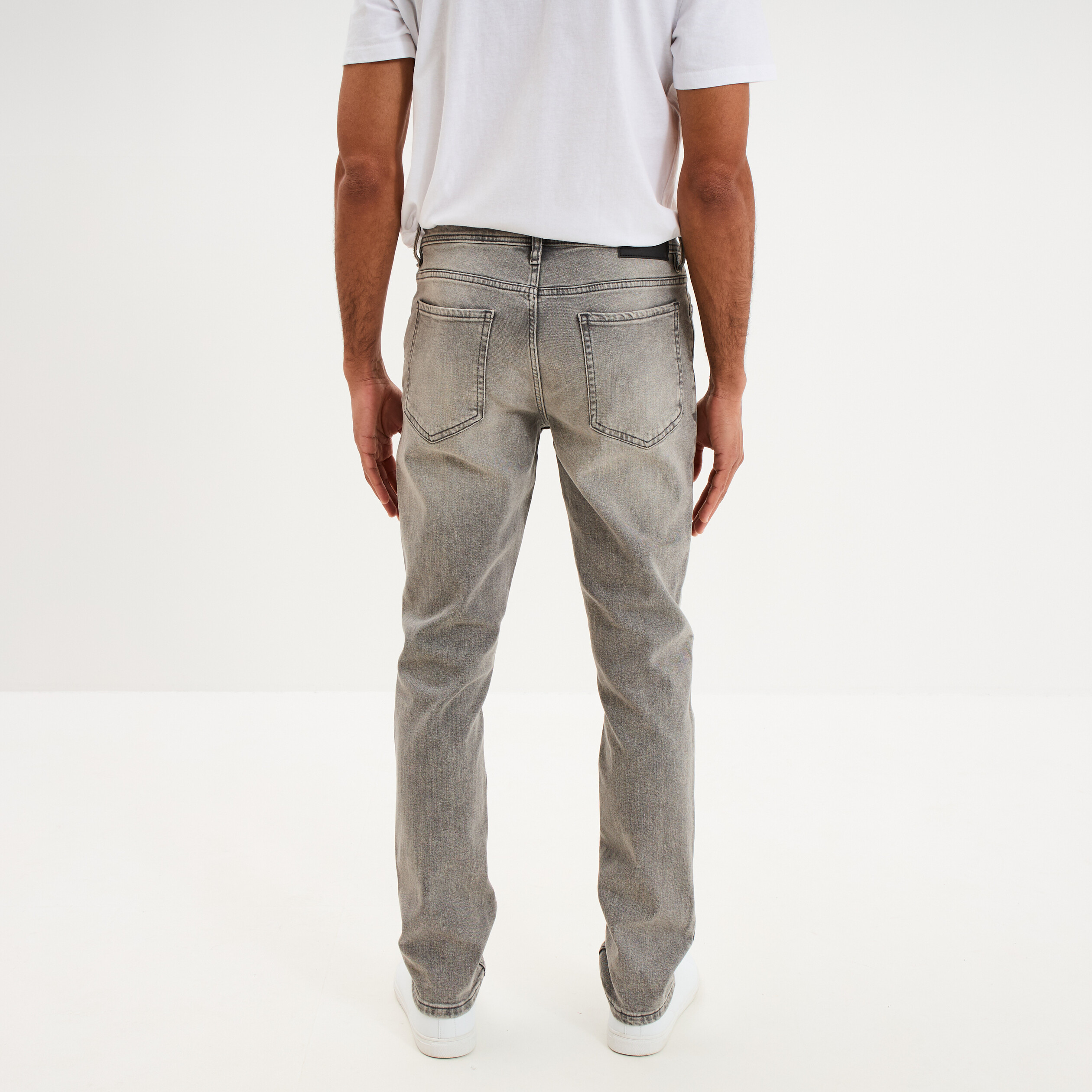 Jeans denim straight 5 poches denim gris homme