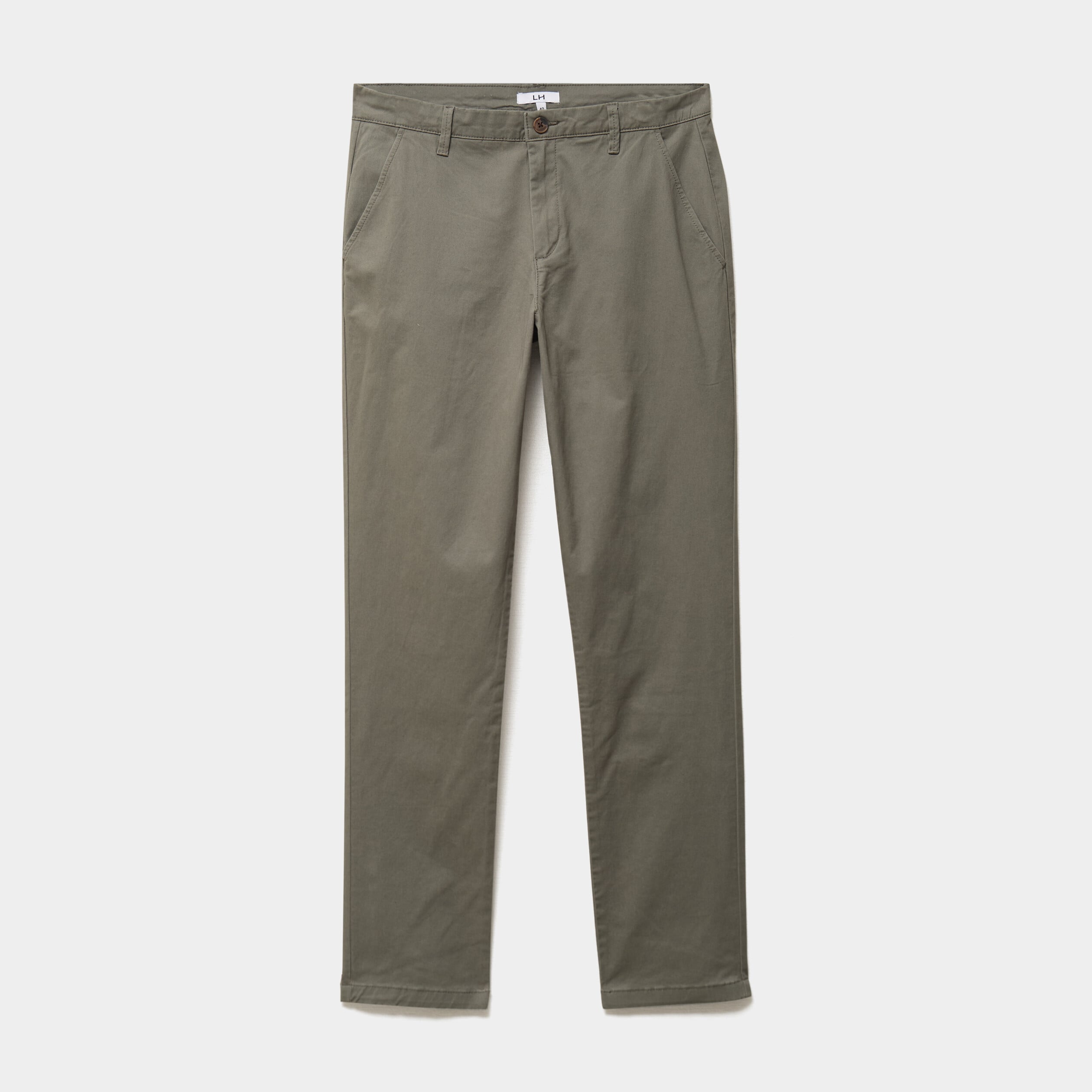 Pantalon chino droit stretch vert kaki homme