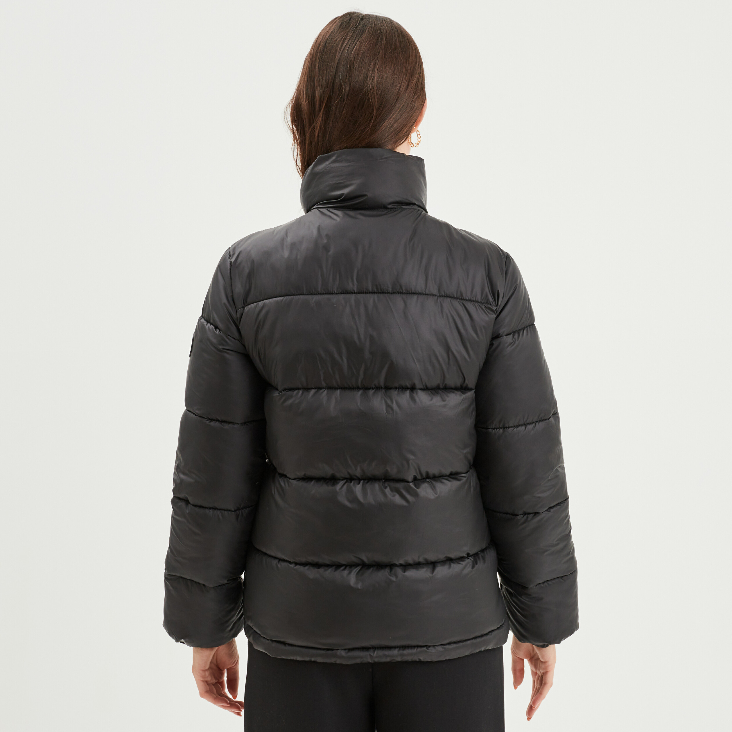 Doudoune col montant zippée noir femme