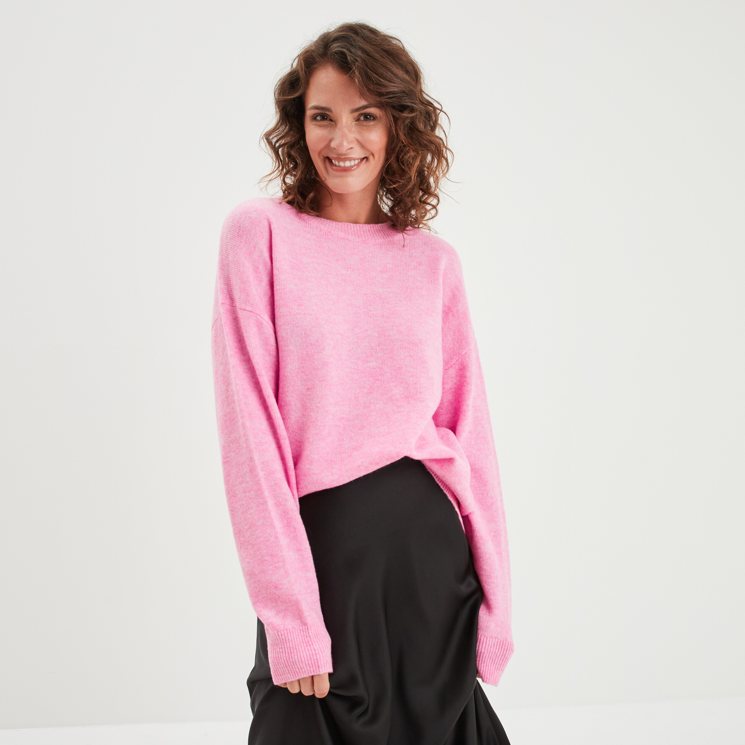 pull col rond manches longues rose femme Pull col rond manches longues rose femme