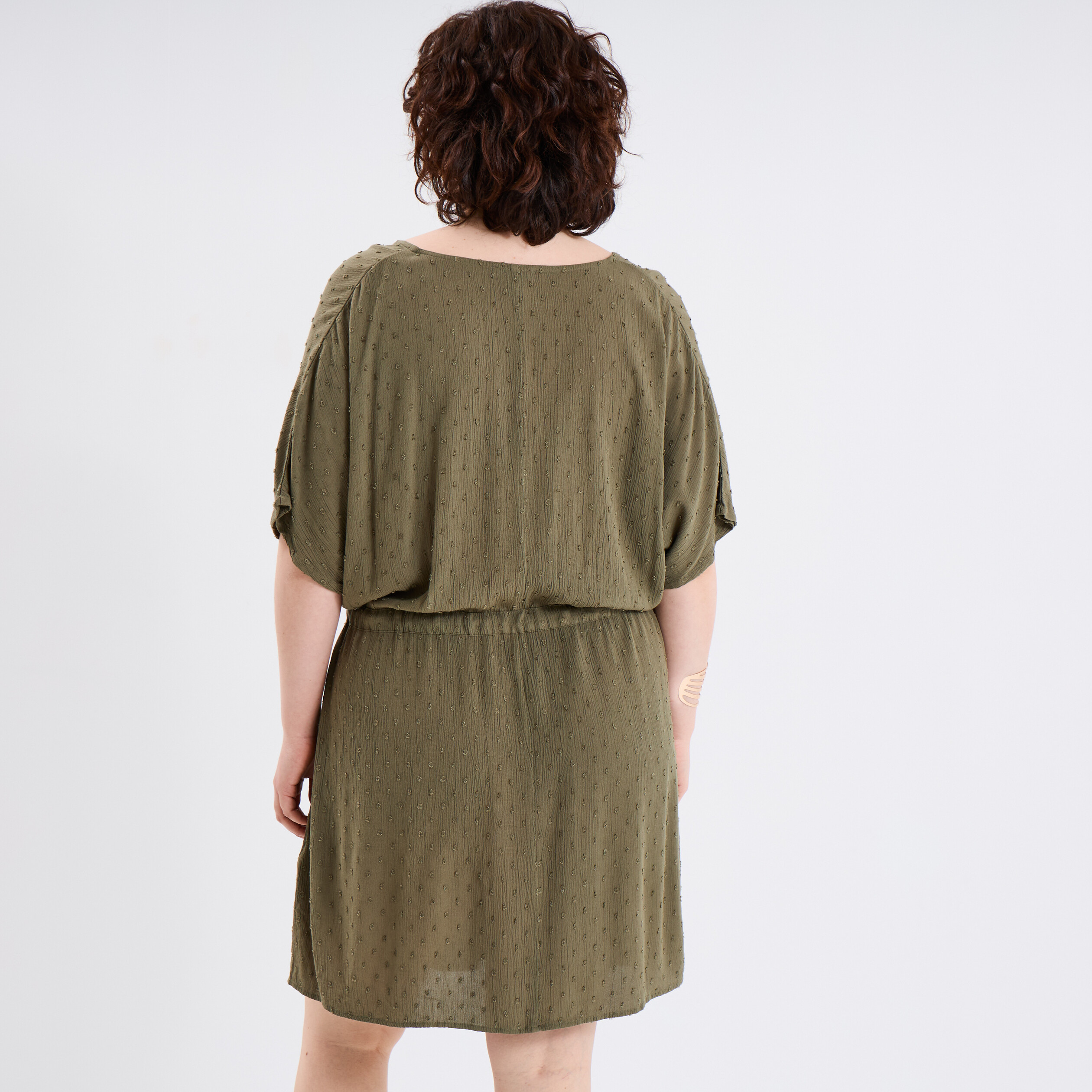 robe plumetis cordon taille vert kaki femmegt Robe plumetis cordon taille vert kaki femme grande taille