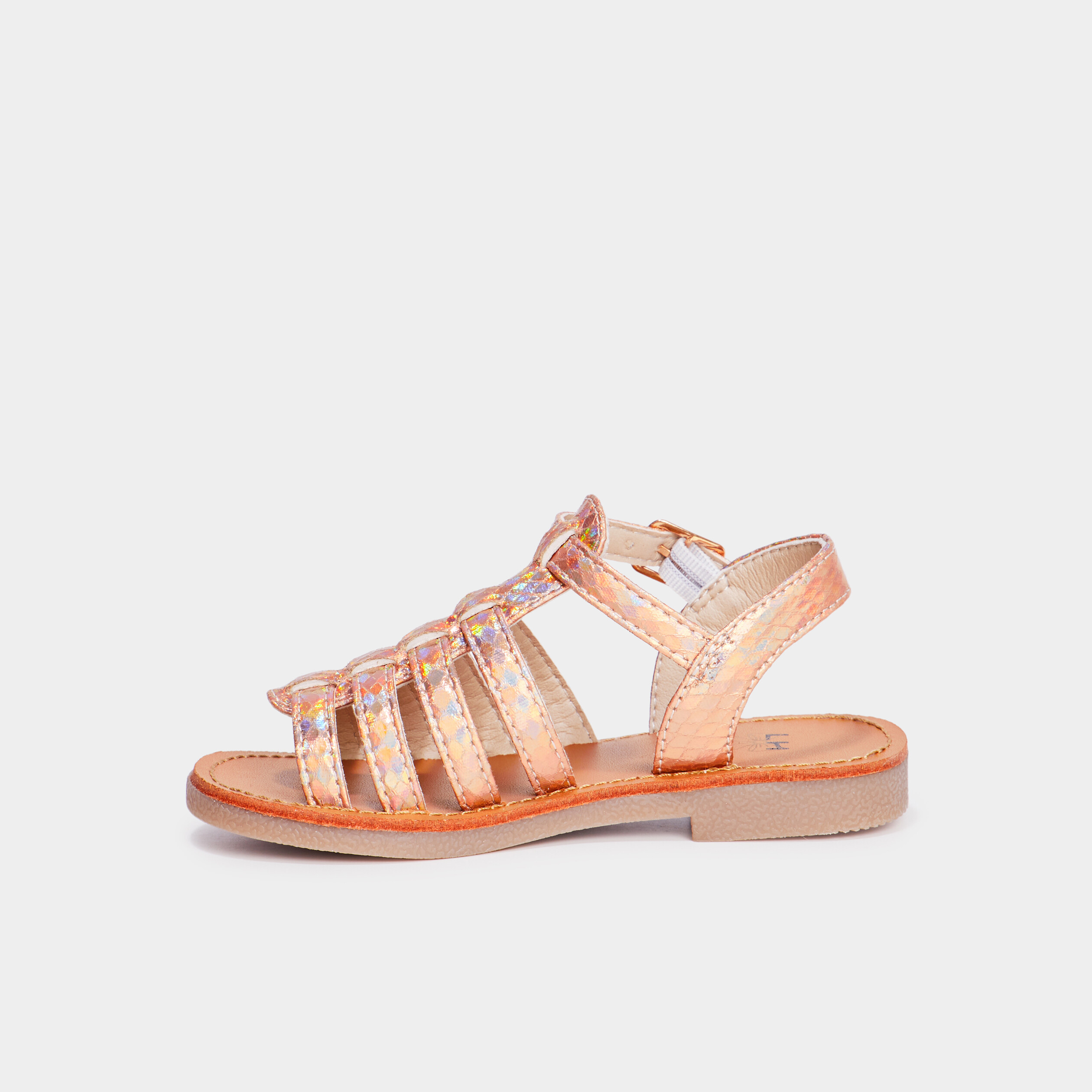 sandales brides irisees aspect croco couleur argent fille Sandales brides irisées aspect croco couleur argent fille