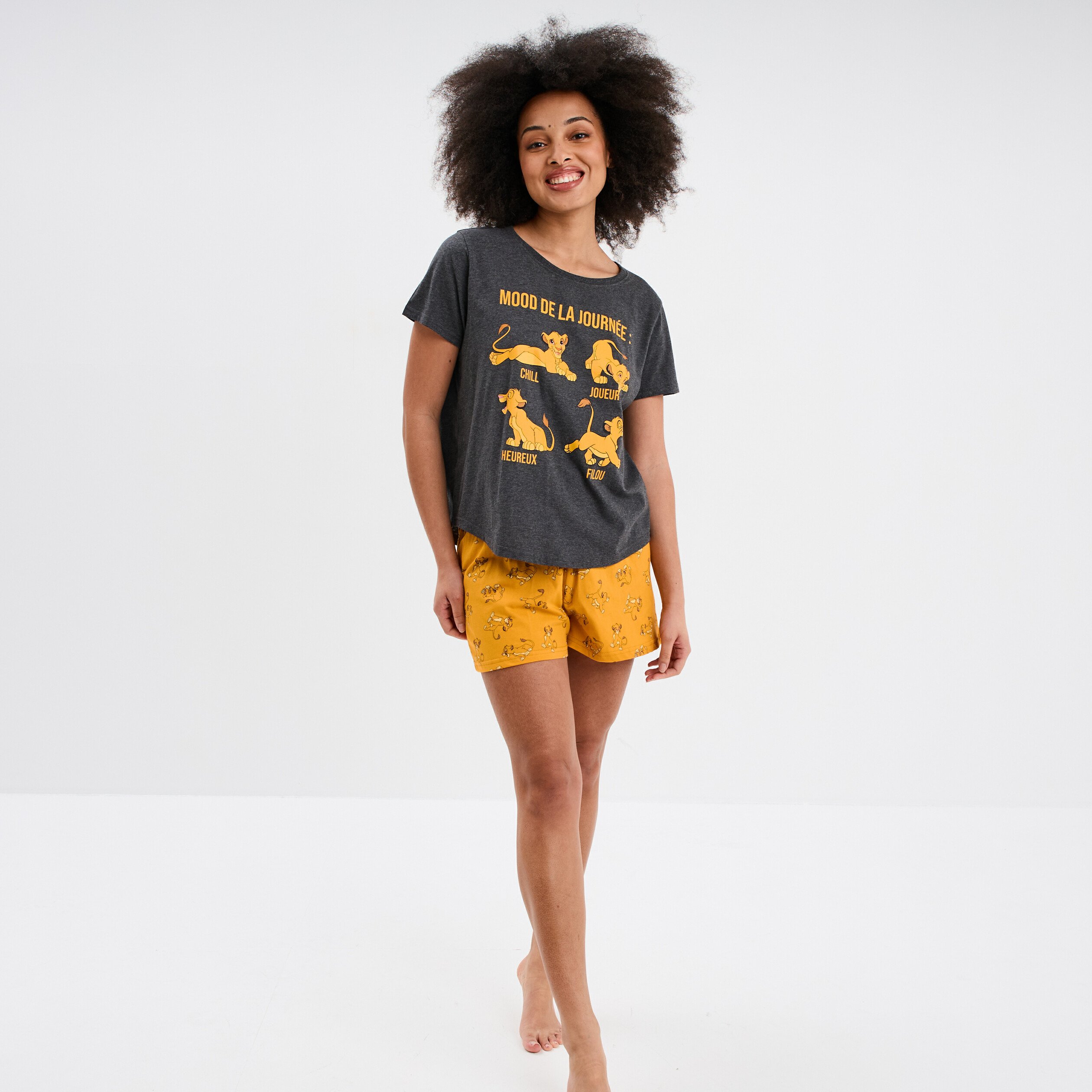 ensemble pyjama short le roi lion gris fonce femme Ensemble pyjama short Le Roi lion gris foncé femme
