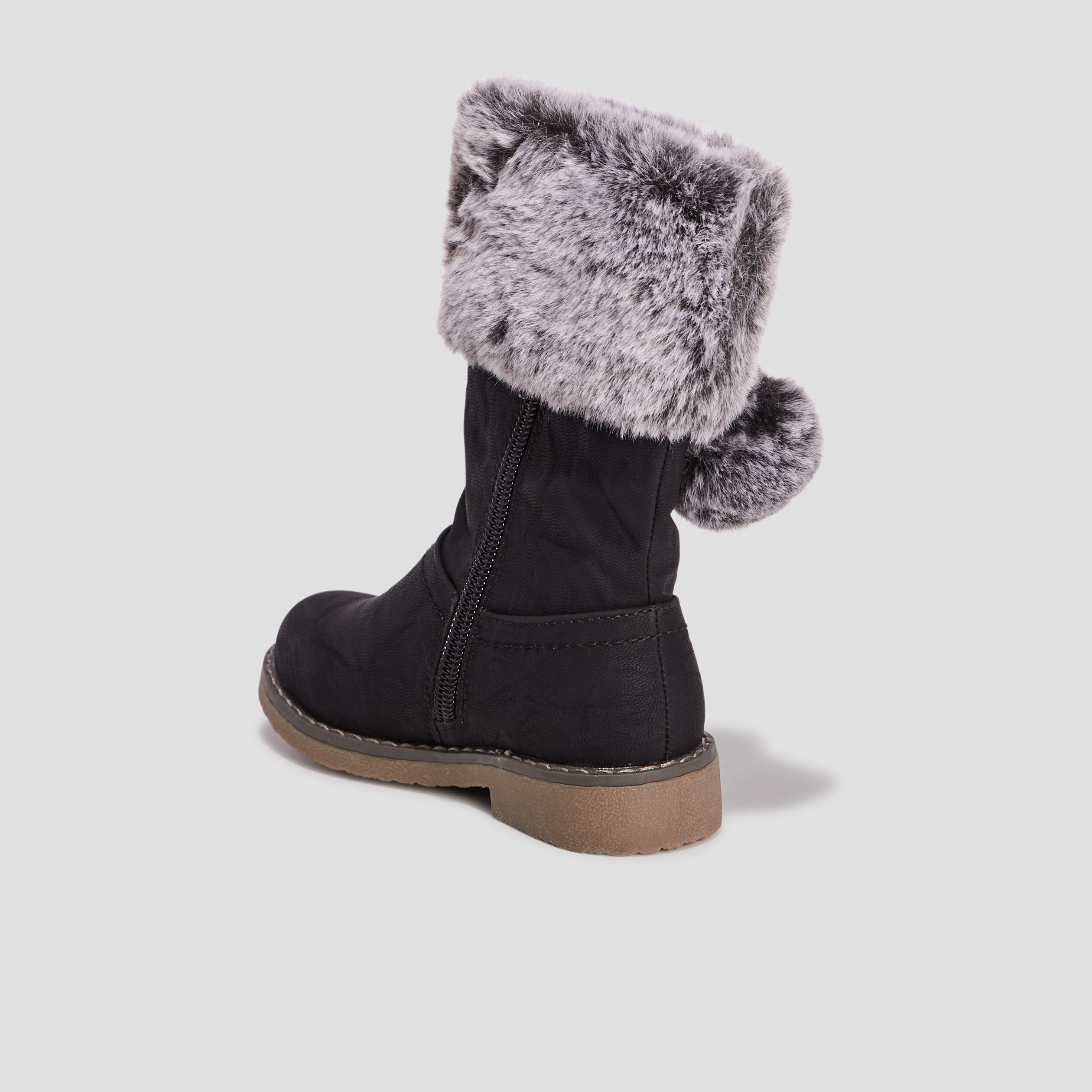 Bottes avec pompons noir fille