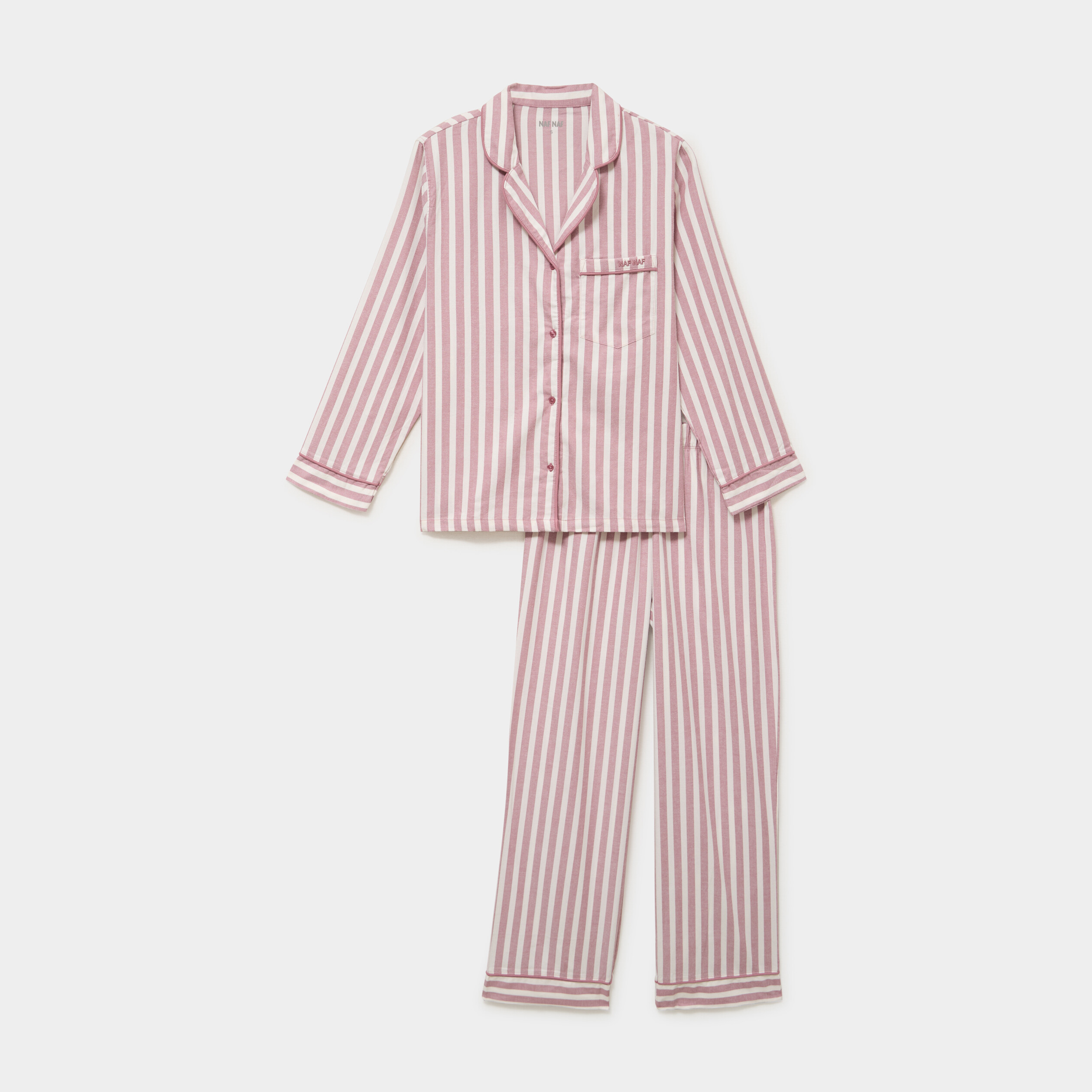 Ensemble pyjama chemise manches longues rose nude femme