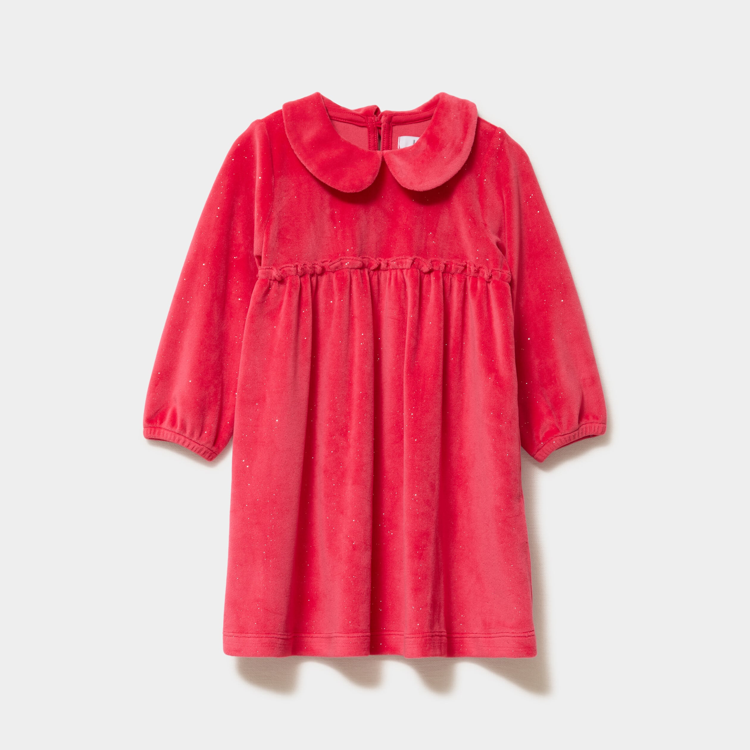 Robe effet velours paillettes rouge b&eacute;b&eacute; fille