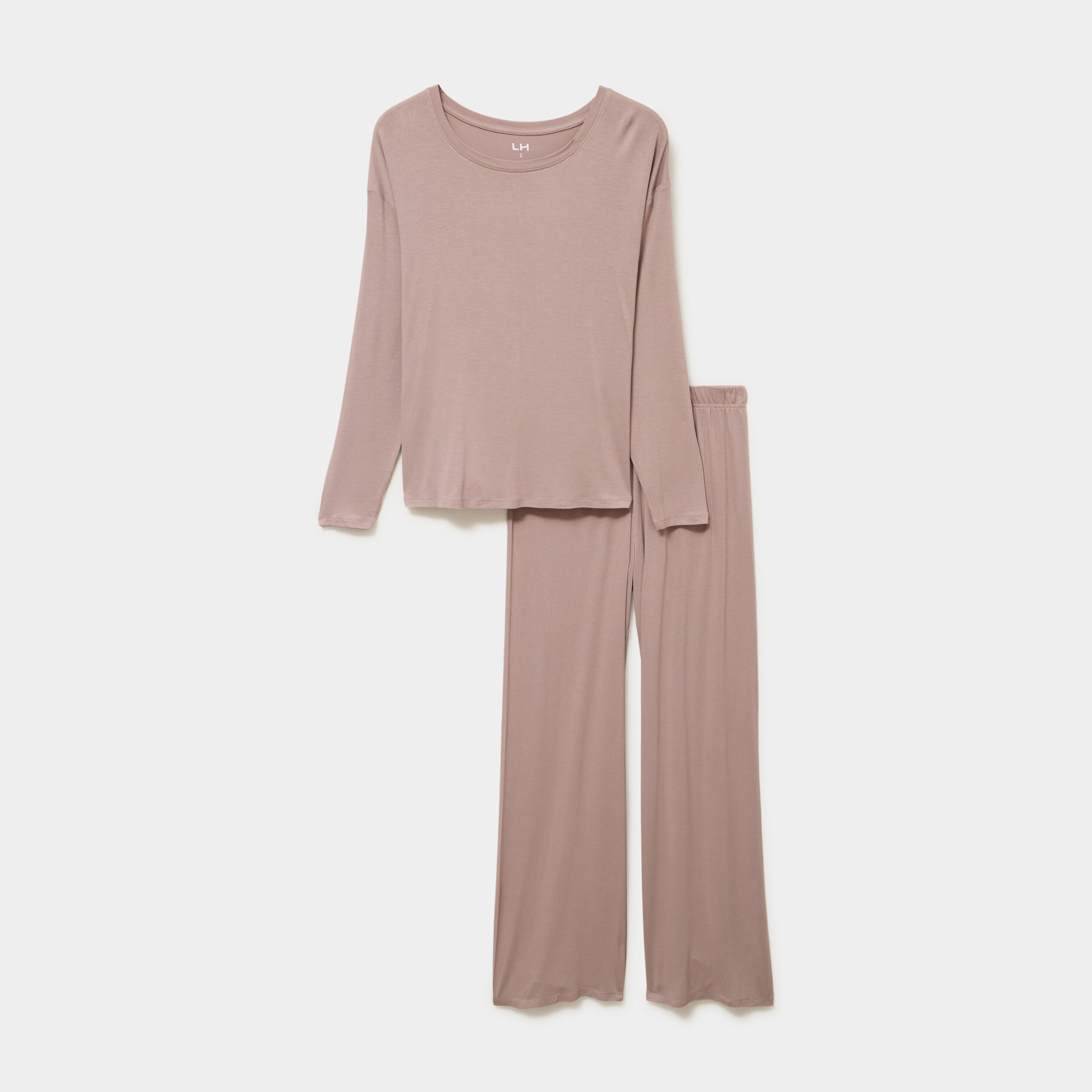 Ensemble pyjama t-shirt et pantalon marron clair femme