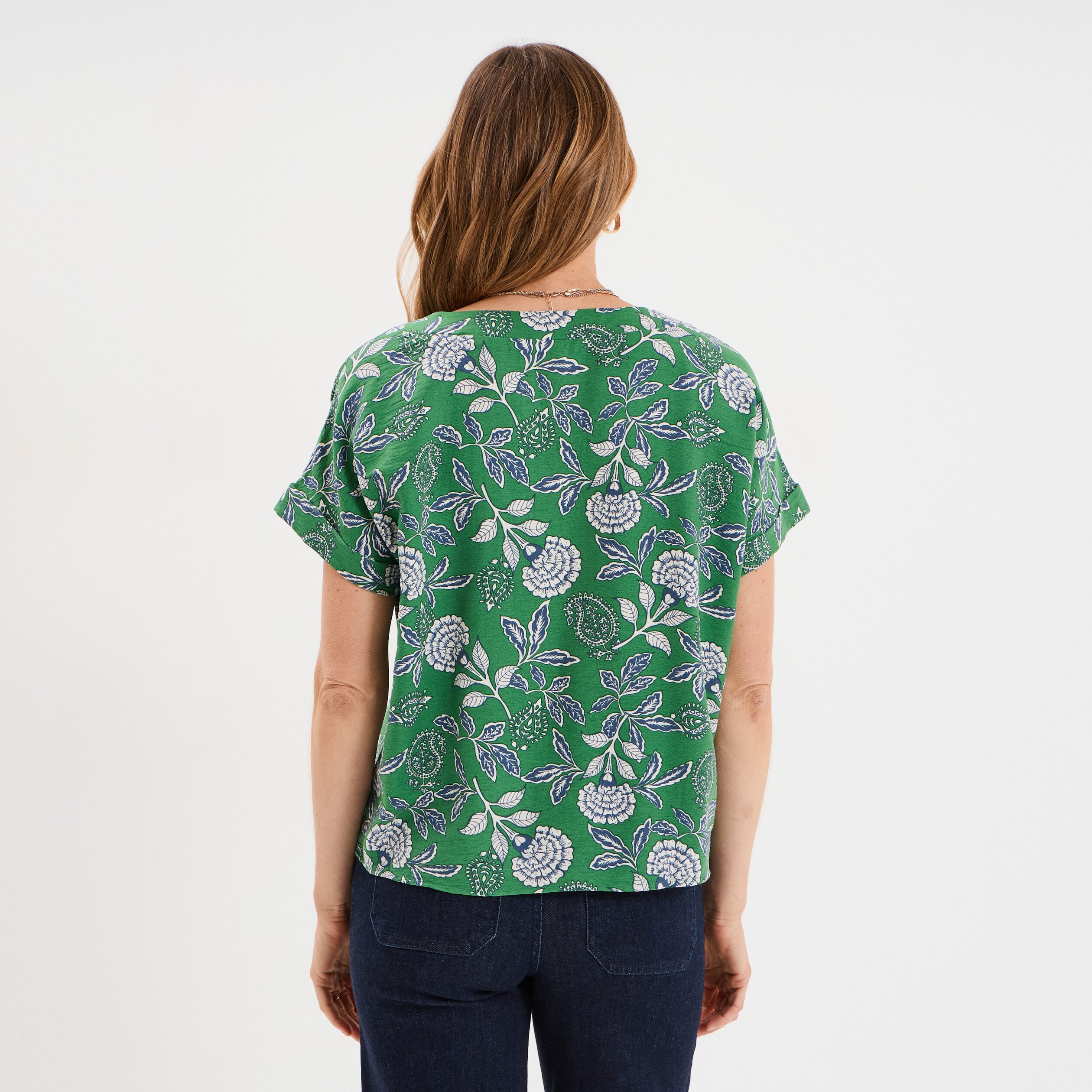 blouse col en v manches courtes vert menthe femme Blouse col en V manches courtes vert menthe femme