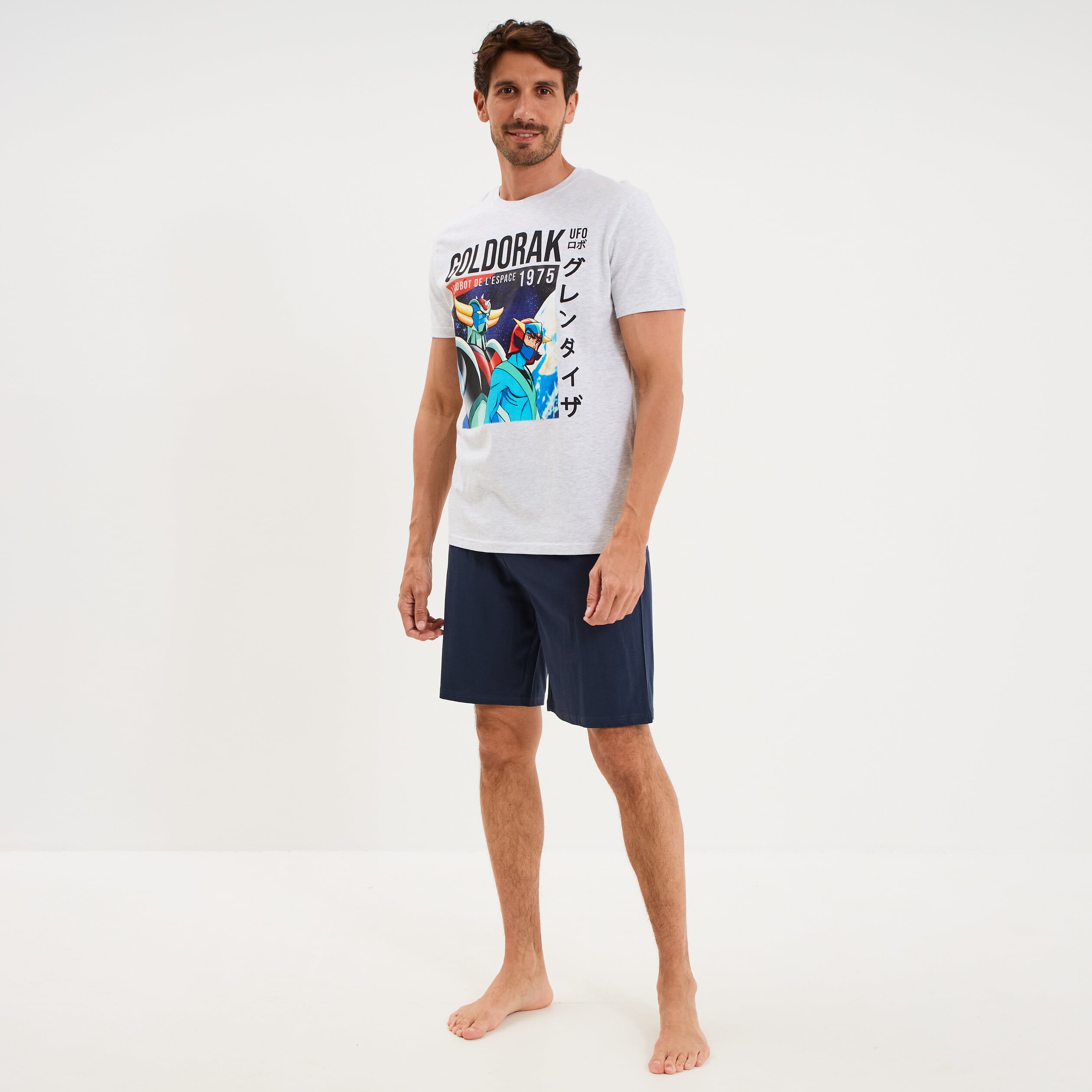 Ensemble pyjama short t-shirt Goldorak gris clair homme