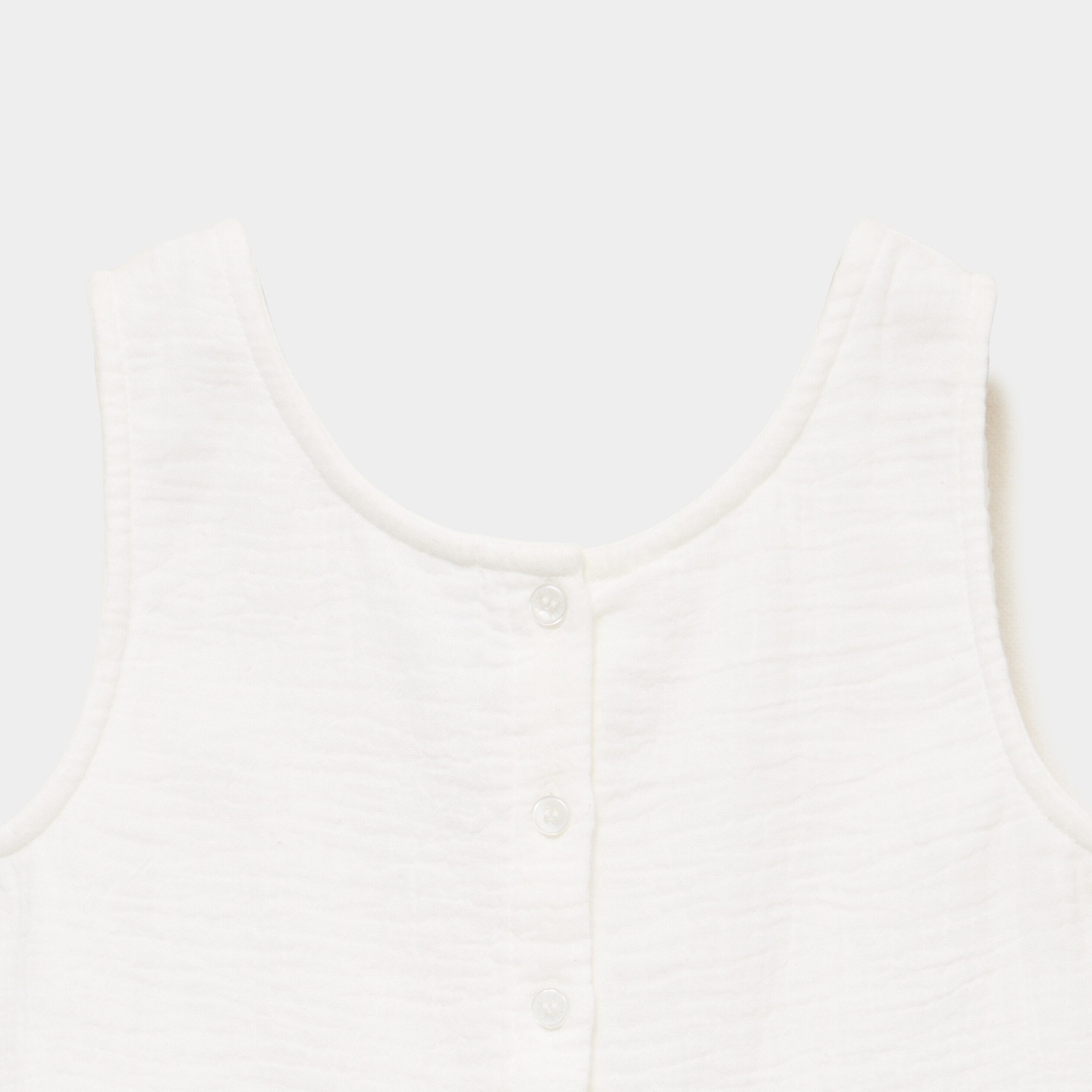 Blouse sans manches brod&eacute;e &agrave; volants ivoire fille