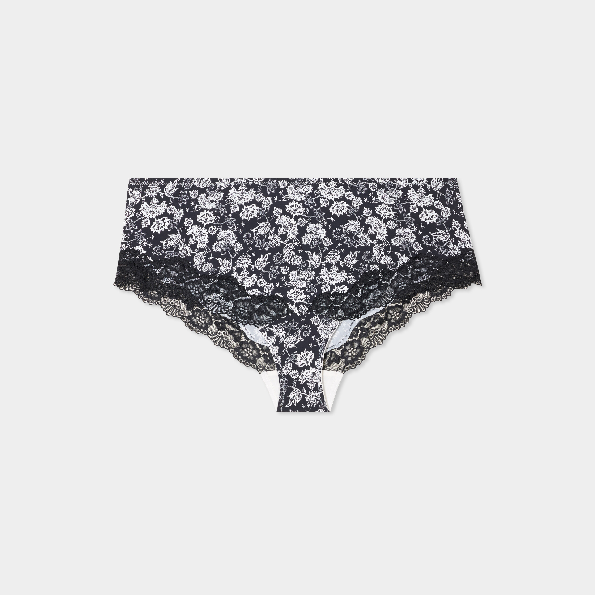 Shorty microfibre empi&egrave;cements dentelle noir femme grande taille