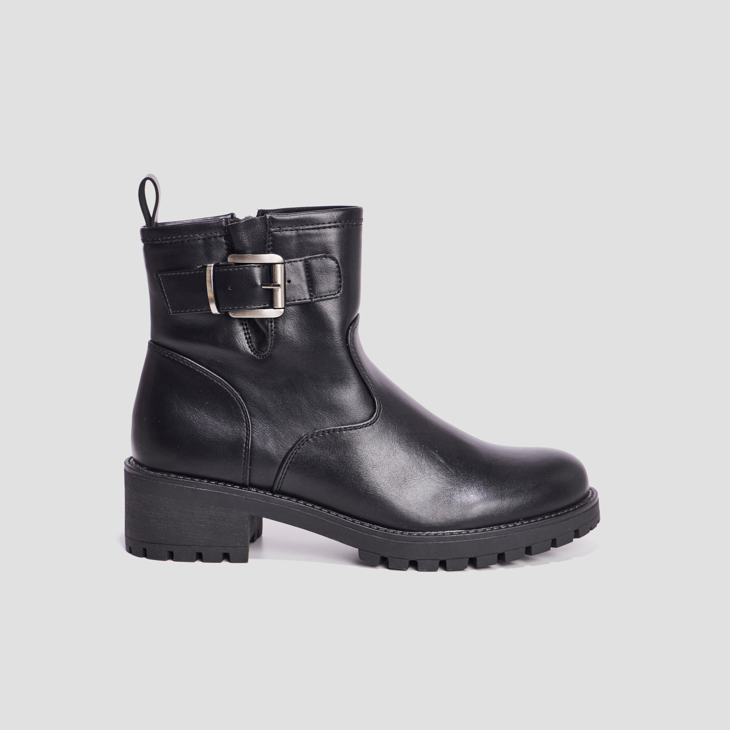 Bottines ranger avec boucles noir femme