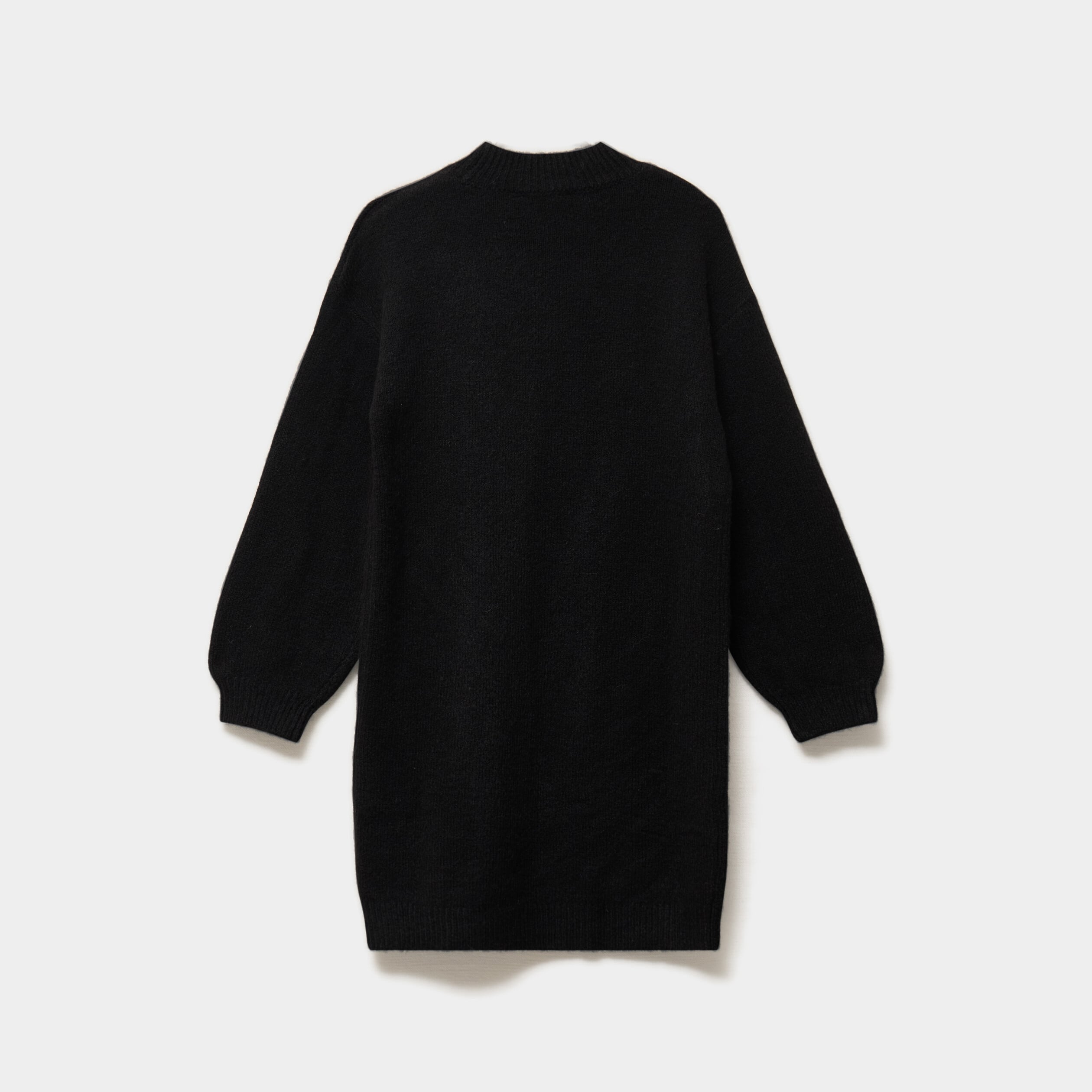Robe pull courte col montant avec strass noir fille
