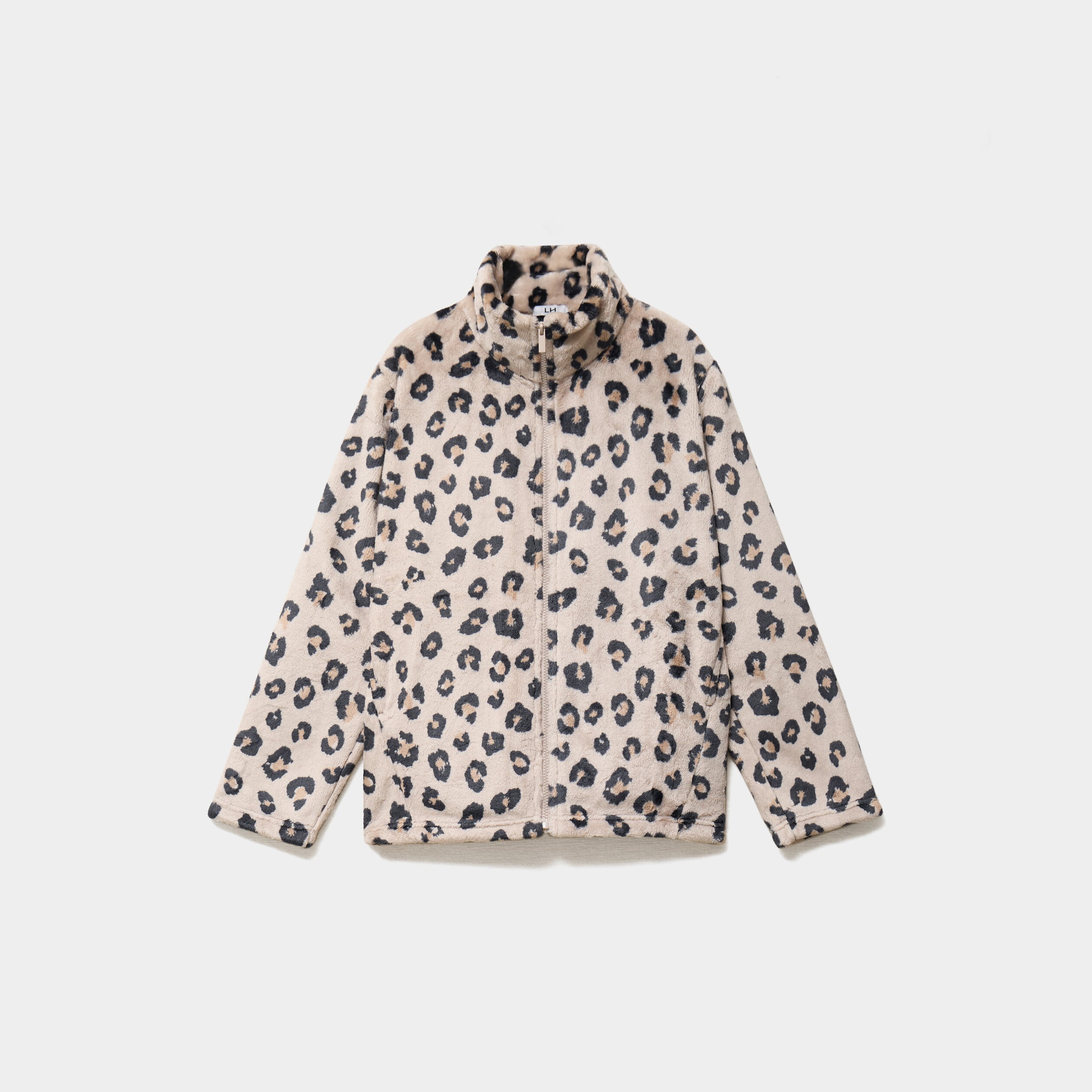 Veste de pyjama effet polaire zipp&eacute;e beige femme