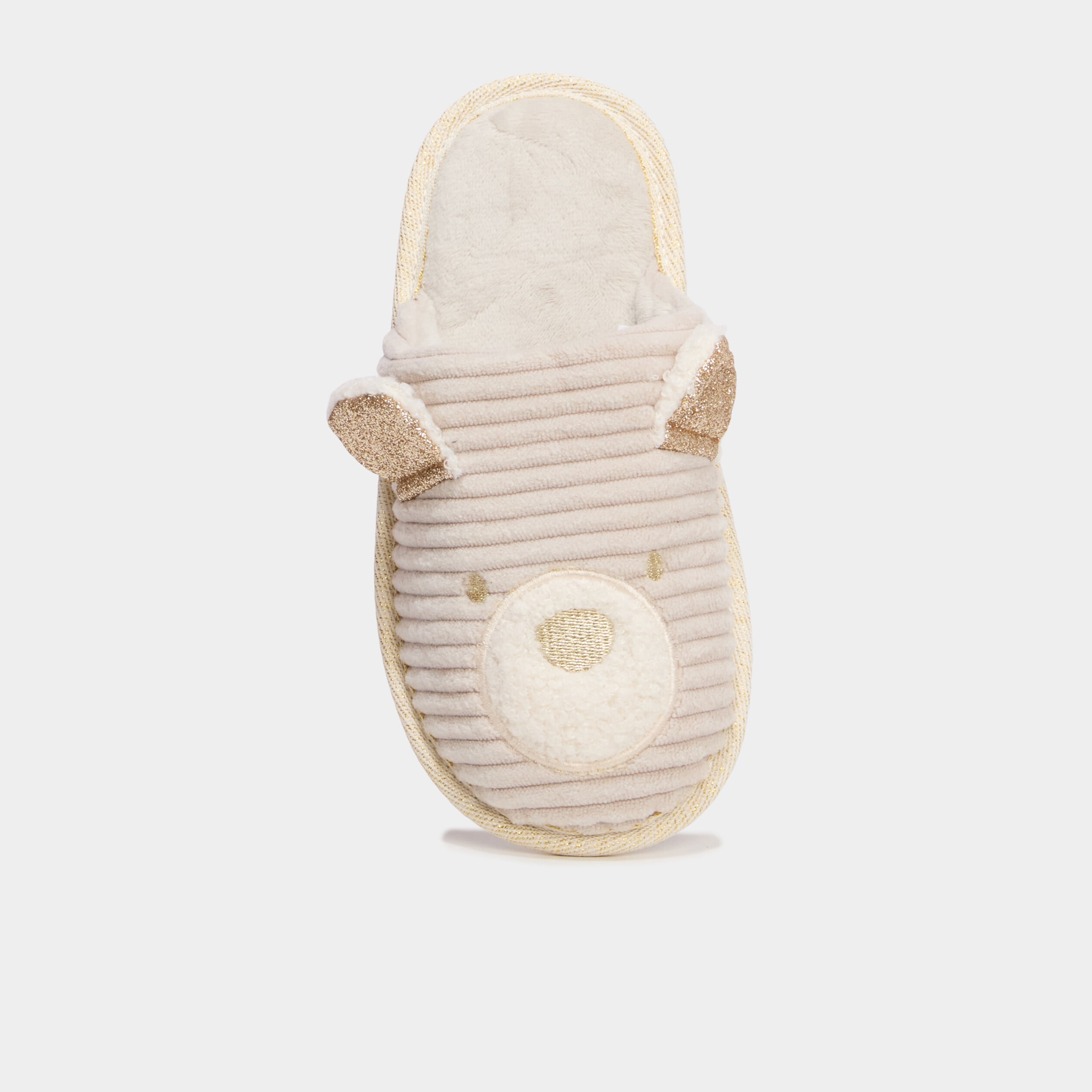 Chaussons mules effet velours sable fille