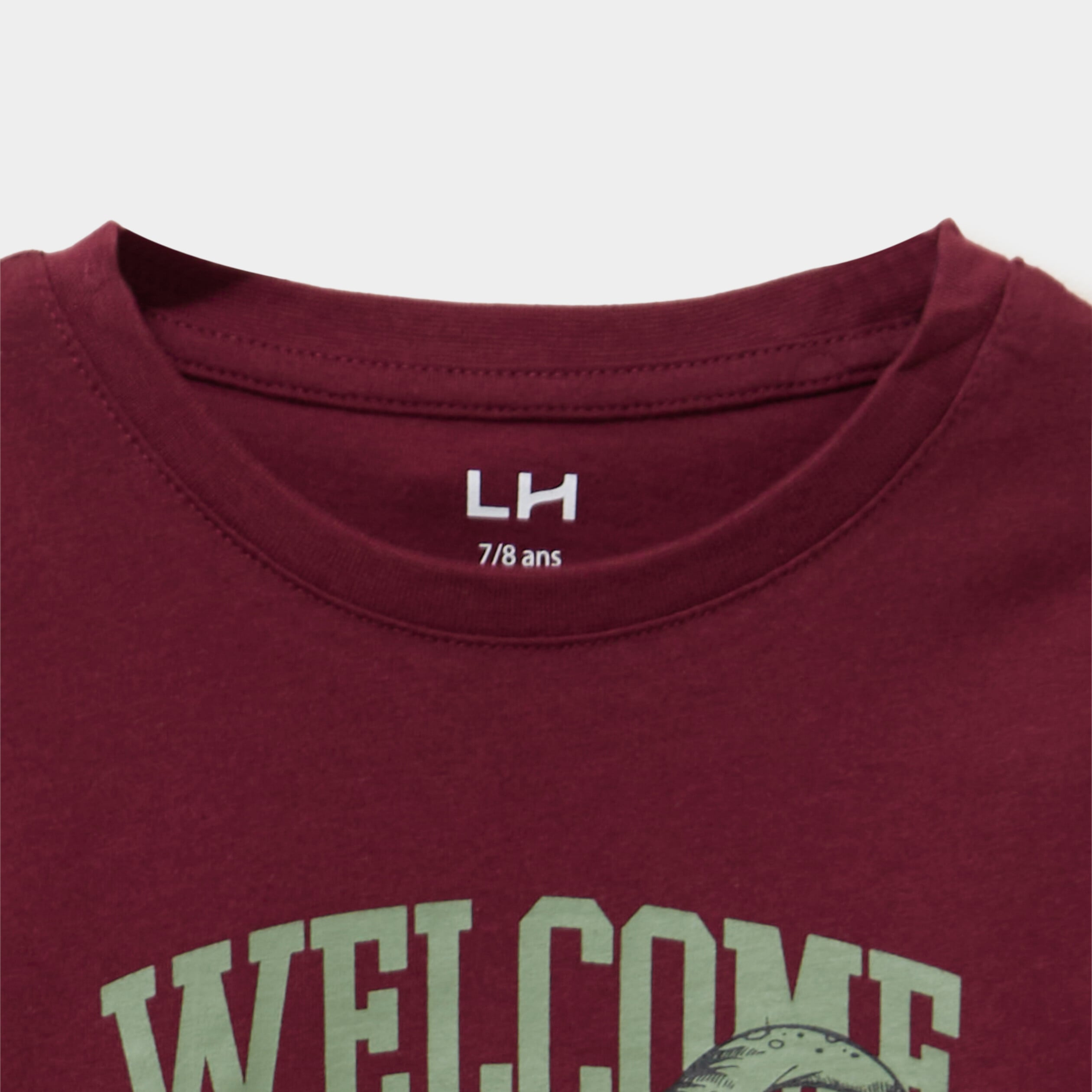 Ensemble pyjama pantalon t-shirt coton bordeaux gar&ccedil;on