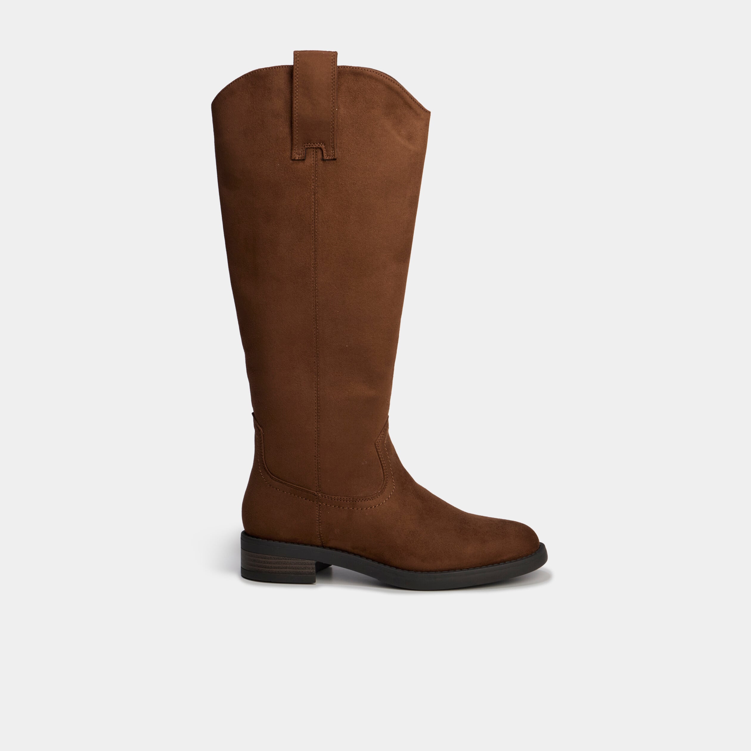 Bottes hautes zipp&eacute;es marron fonc&eacute; femme