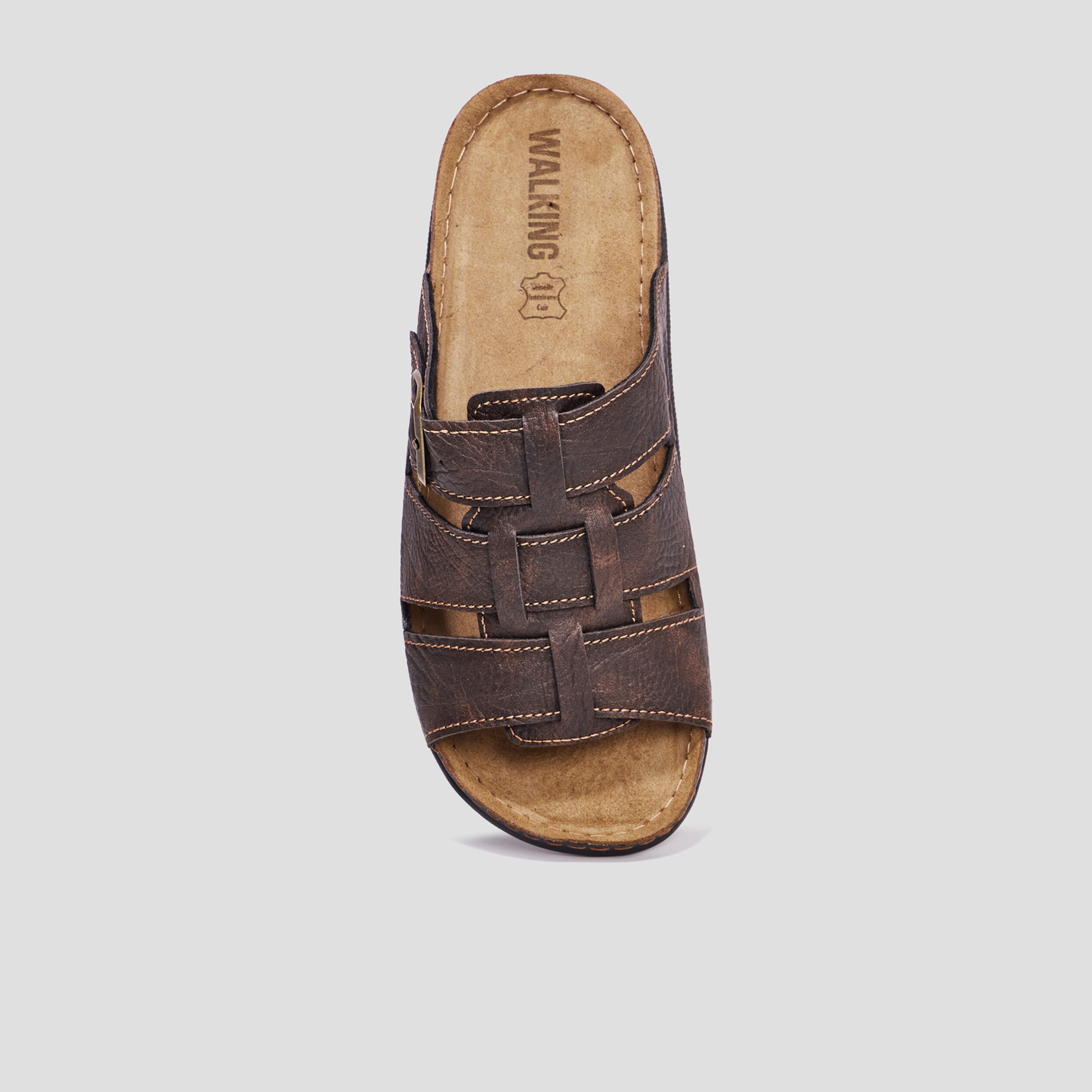 Mules avec brides boucles marron homme