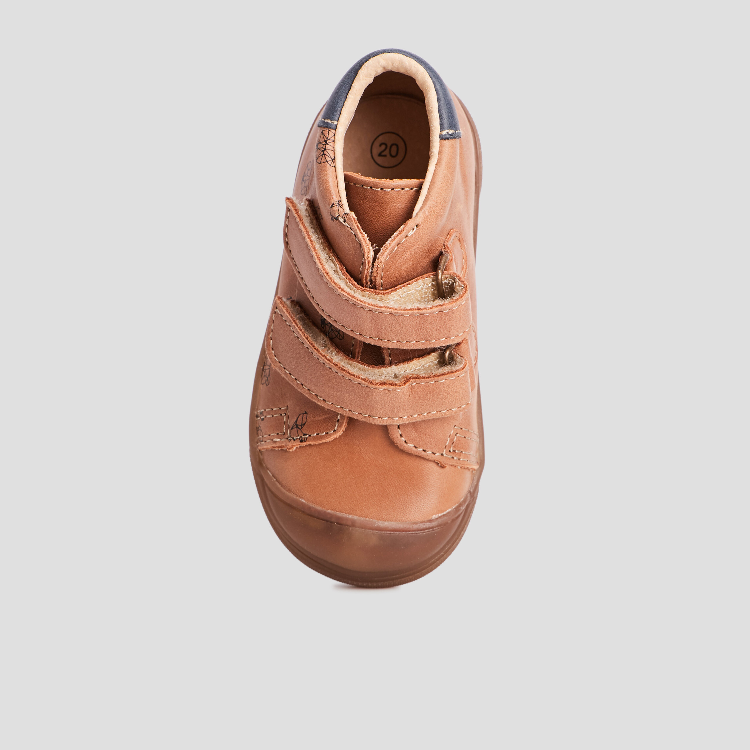 Bottillons en cuir scratchs camel b b gar on La Halle