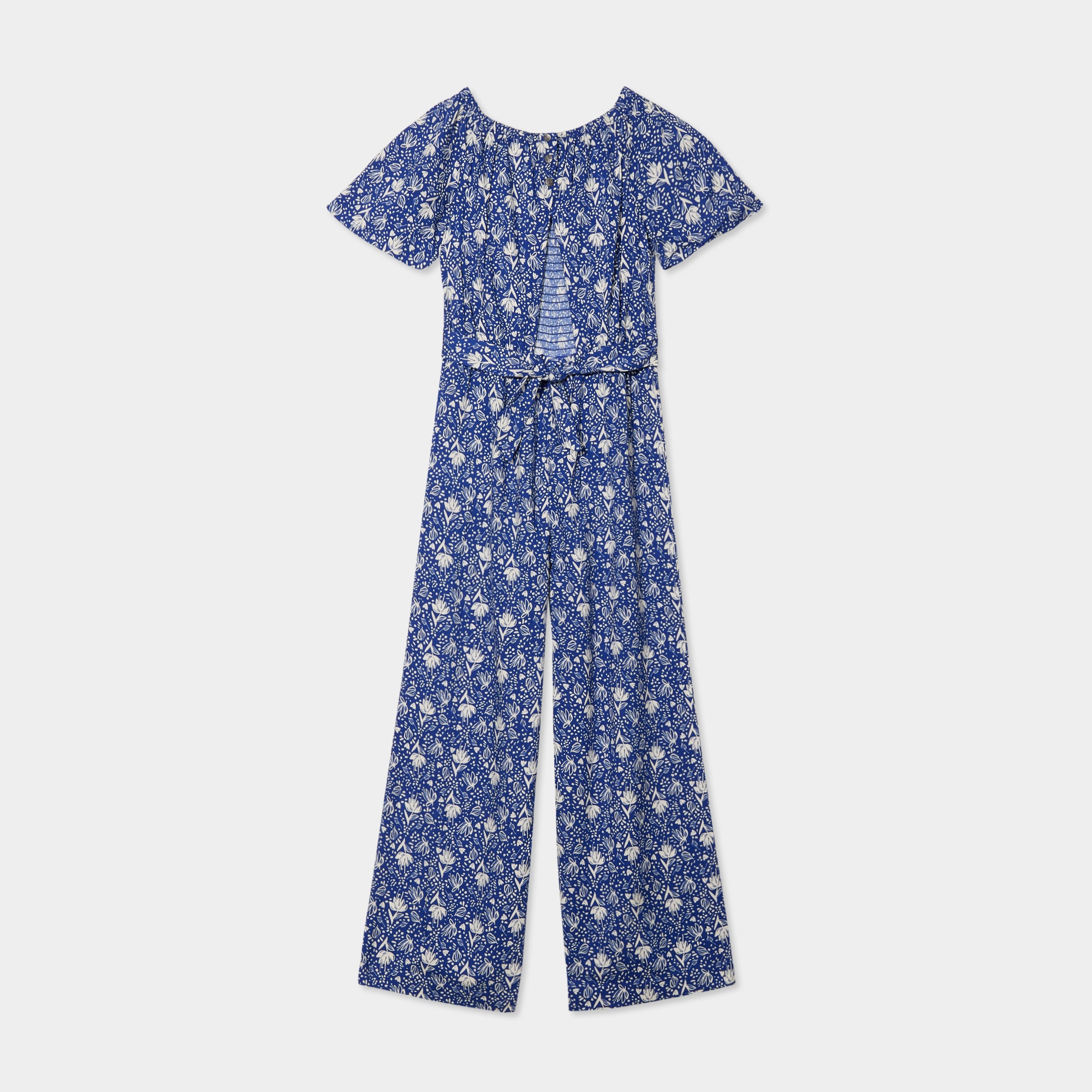 Combinaison pantalon manches courtes bleu roi fille